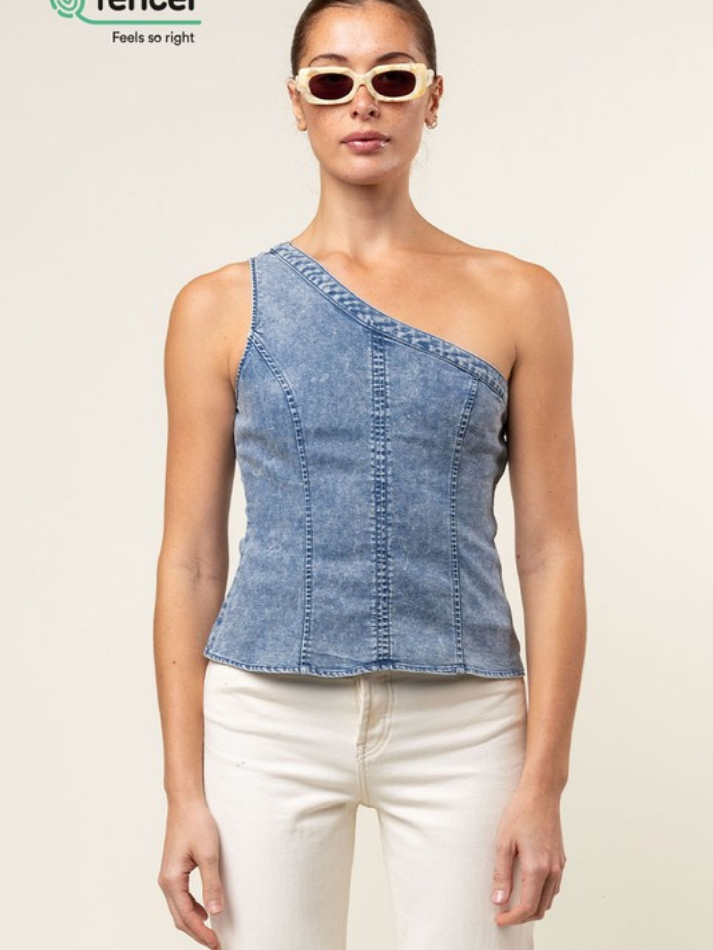 Tencel One Shoulder Braided Blouse | Elegant Women's Fashion by coolavocek