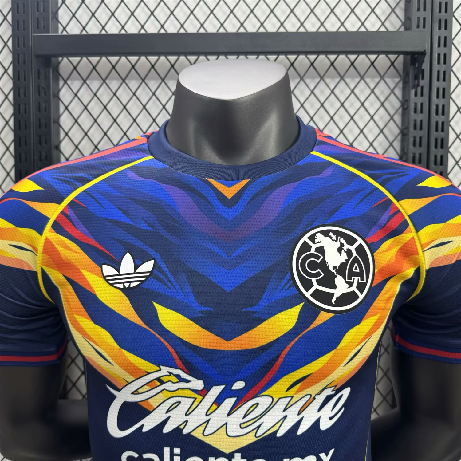 AlphaJersey-Club América 25-26 V-Shaped Camouflage Pattern Deep Blue Jersey - Player Version