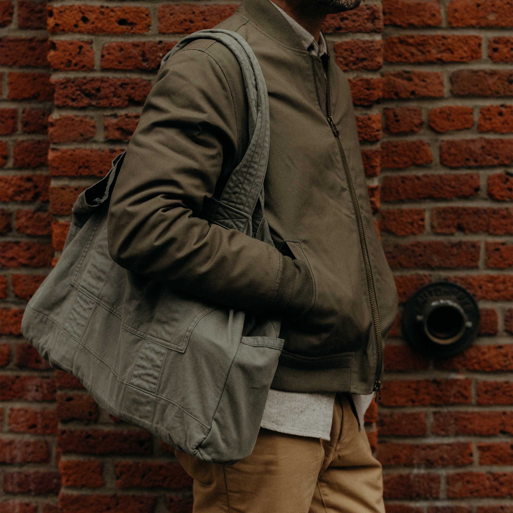 The Foundation Tote in Organic Smoked Olive | Modern Menswear by yycbvcnbmmnbm