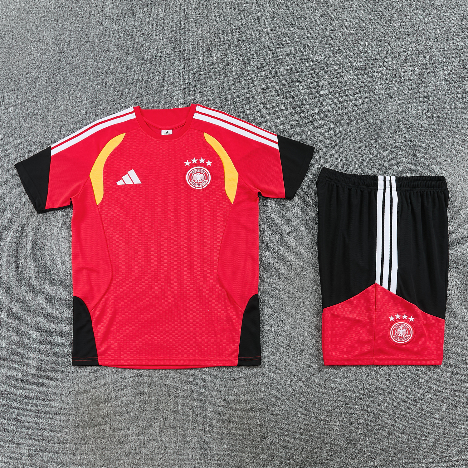 AlphaJersey-Germany 2026 Short-Sleeve Training Set - Red Top and Black Shorts