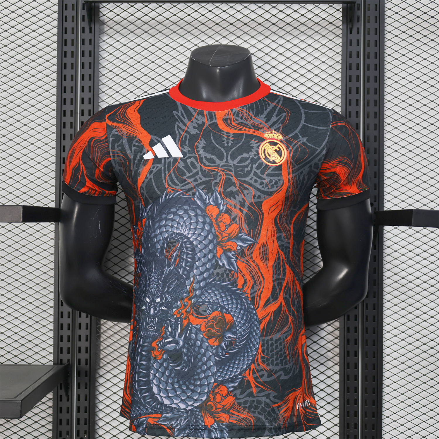 AlphaJersey-Real Madrid 25-26 Grey Chinese Loong and Red Fire Black Jersey - Player Version