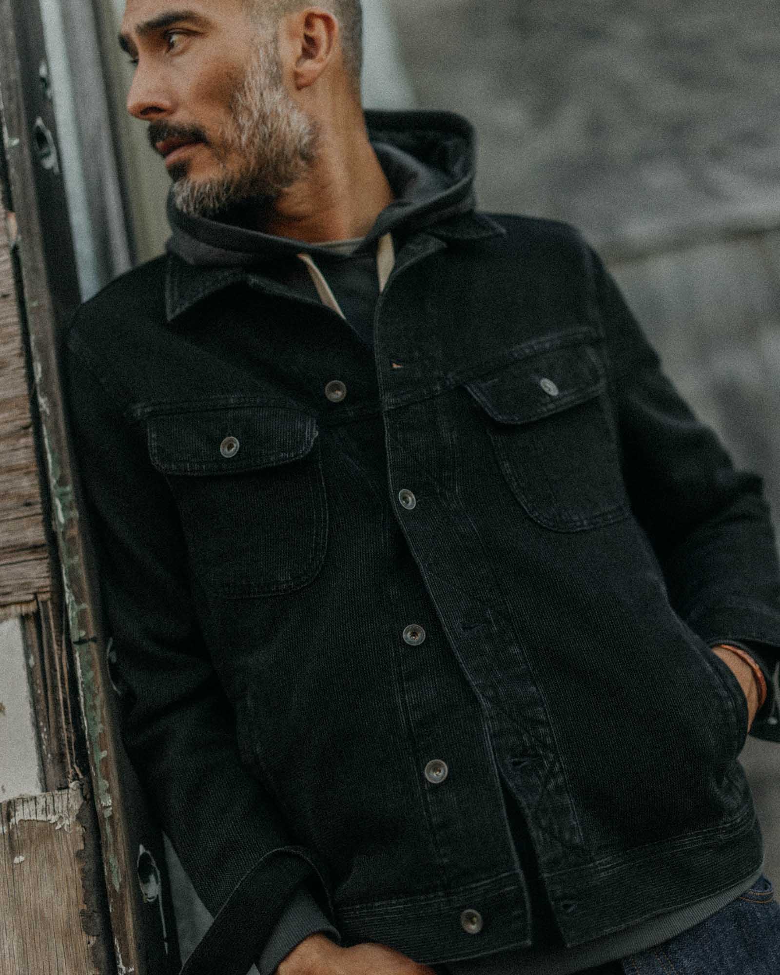 The Long Haul Jacket in Black Indigo Waffle | Modern Menswear by yycbvcnbmmnbm