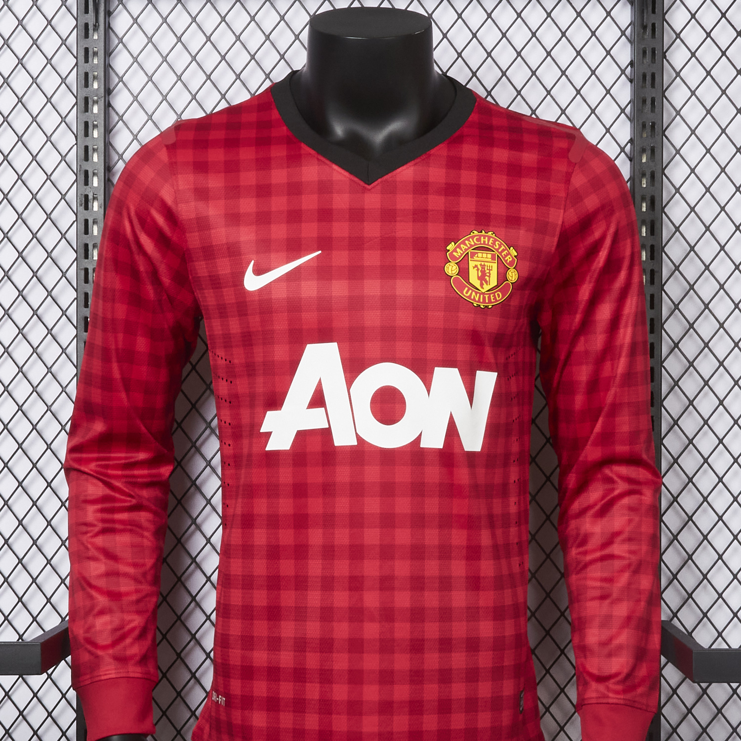 AlphaJersey-Retro Manchester United 2012-13 Home Long Sleeve Jersey - Player Version