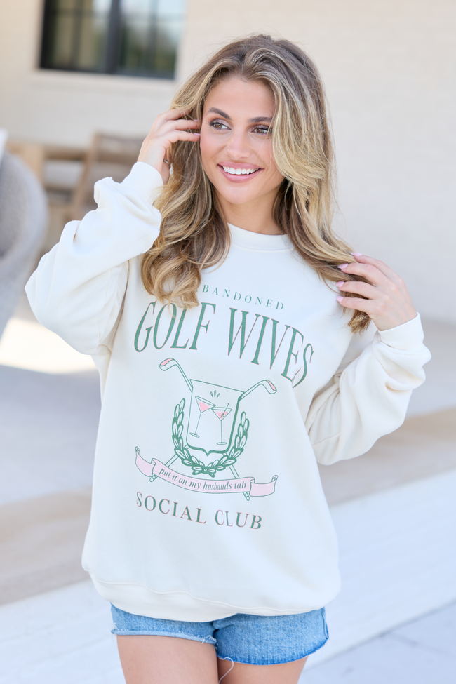 Golf Wives Cream Graphic Sweatshirt DOORBUSTER | Elegant Women's Fashion by coolavocek