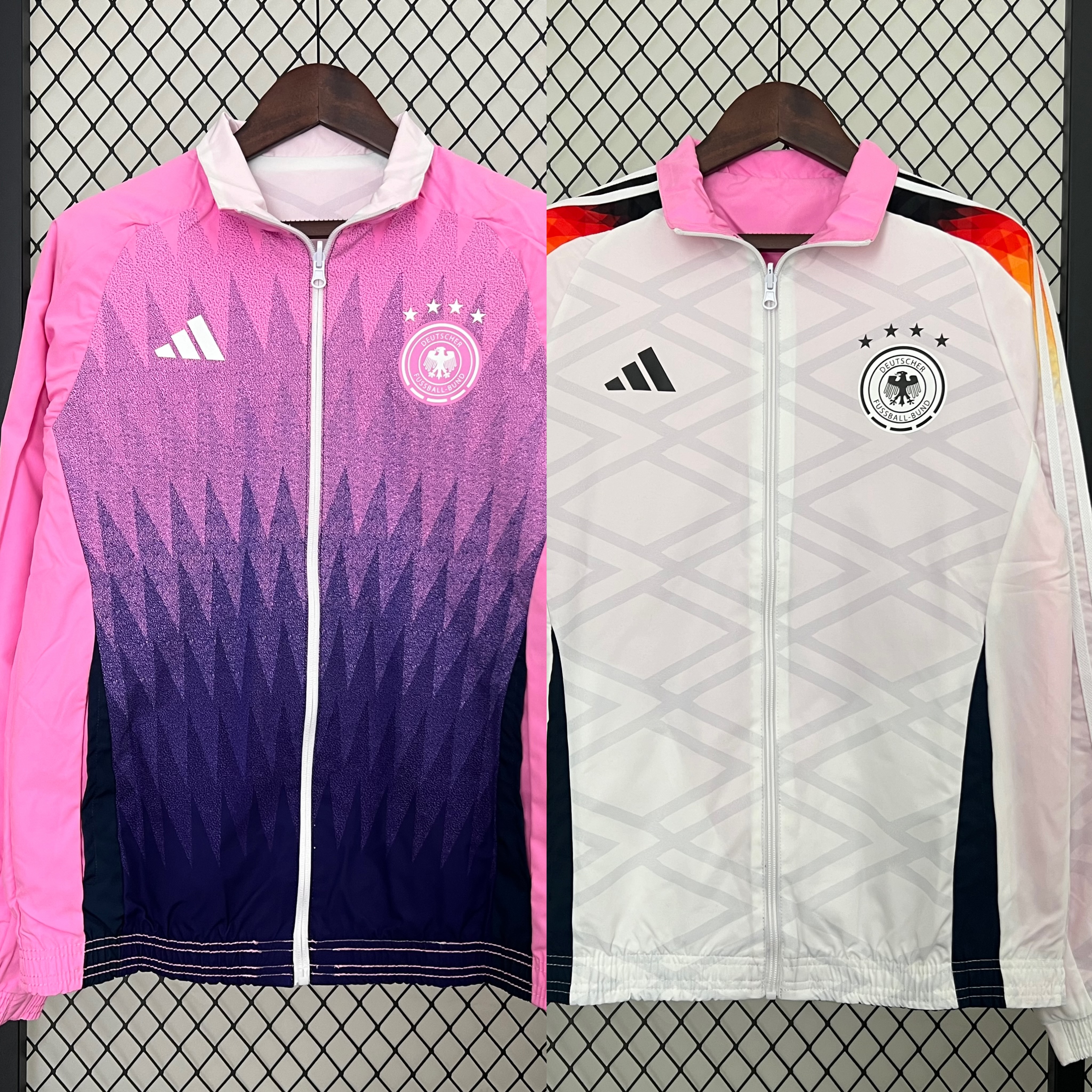 AlphaJersey-Germany 2024 Double Sided Reversible Windbreaker - Purple & White