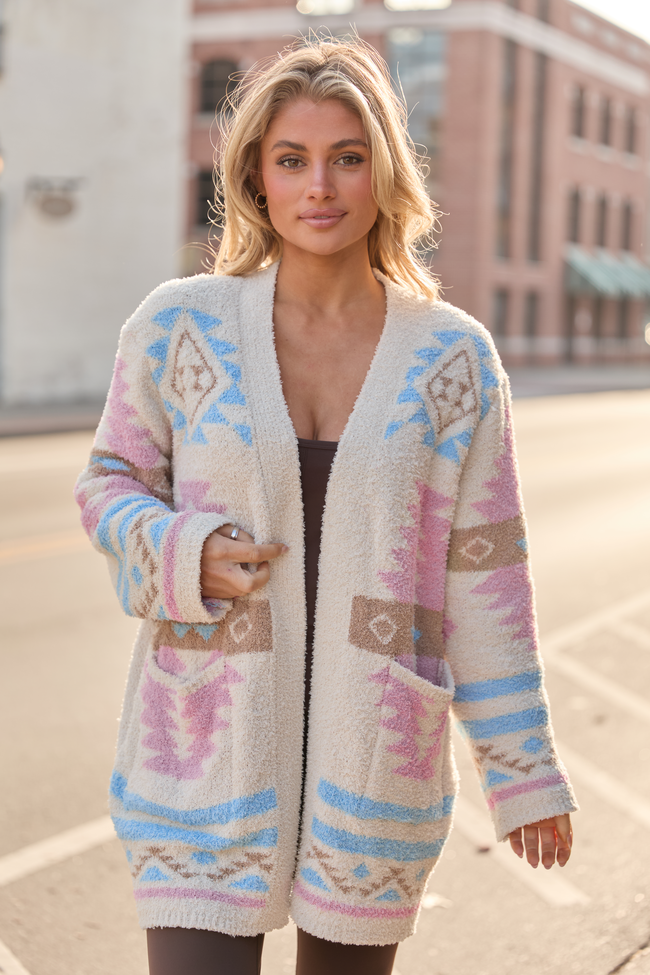 Cheyene Pastel Southwestern Print Cardigan SALE | Elegant Women's Fashion by coolavocek