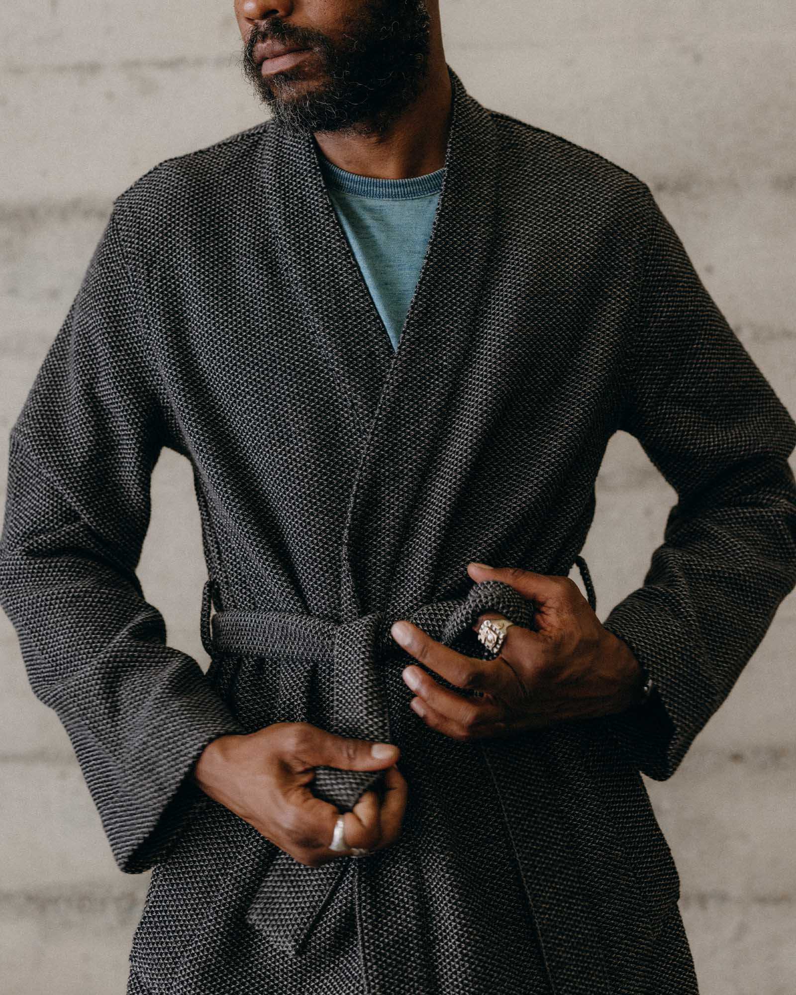 The Apres Robe in Charcoal Sashiko | Modern Menswear by yycbvcnbmmnbm