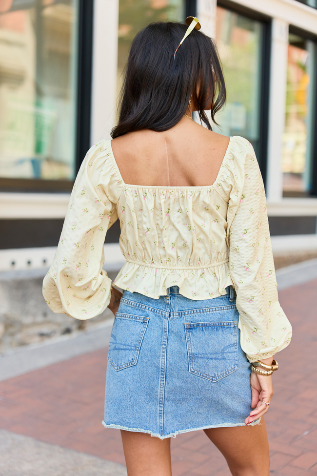 Maisie Yellow Floral Corset Woven Top | Elegant Women's Fashion by coolavocek