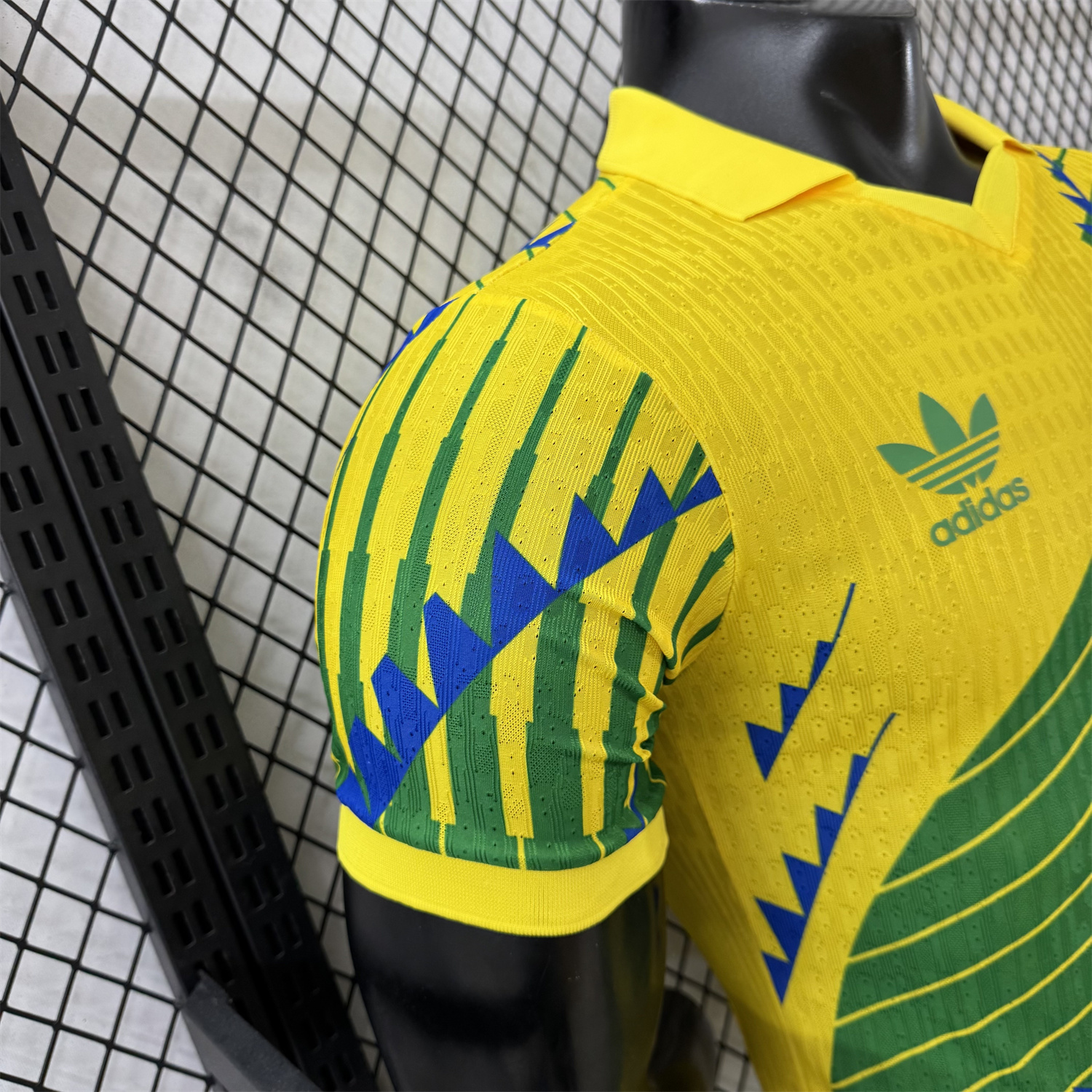 AlphaJersey-Brazil 2026 Blue-Green Stripes Yellow Special Jersey - Player Version