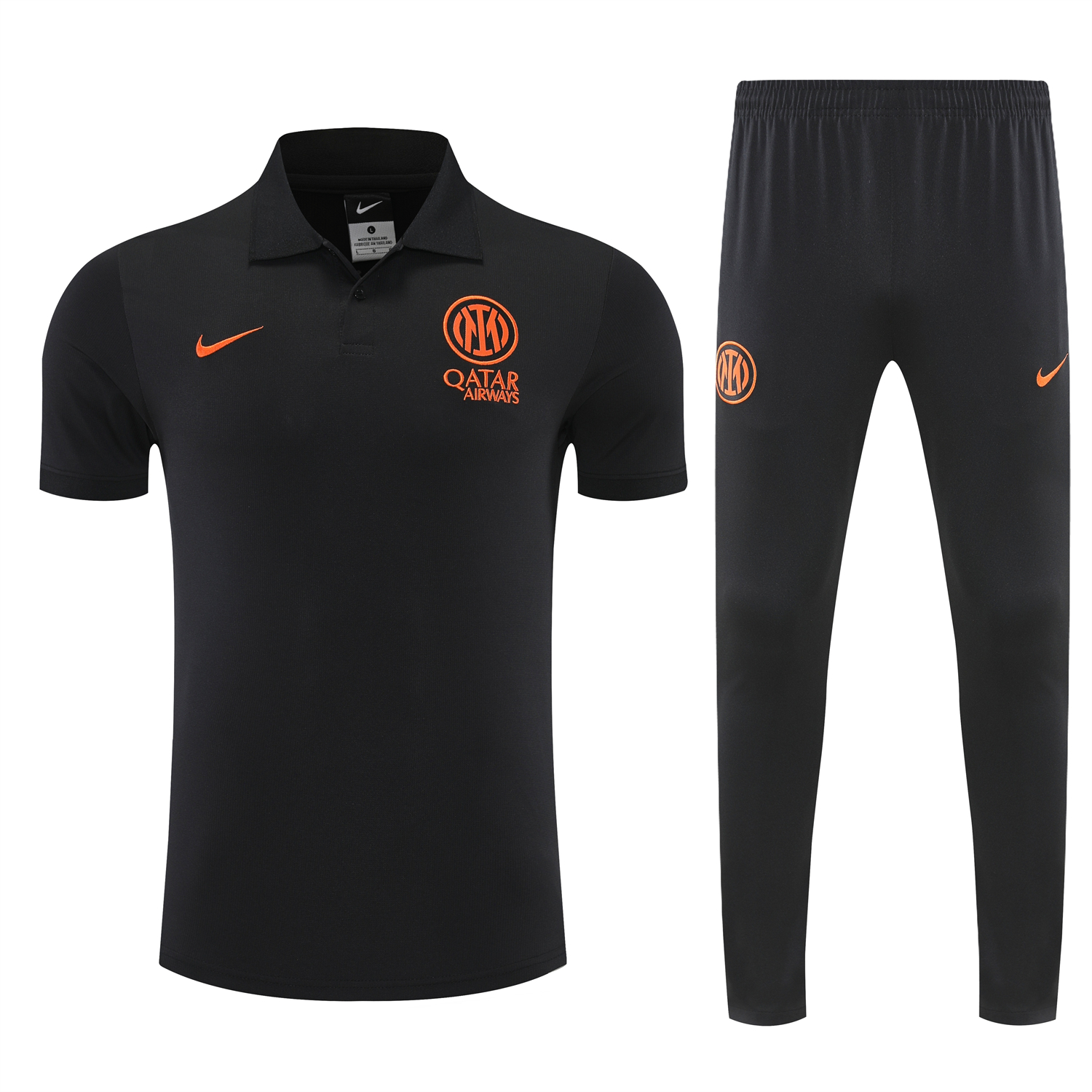 AlphaJersey-Inter Milan 25-26 POLO Short-Sleeve Training Set - Black Top and Black Pants