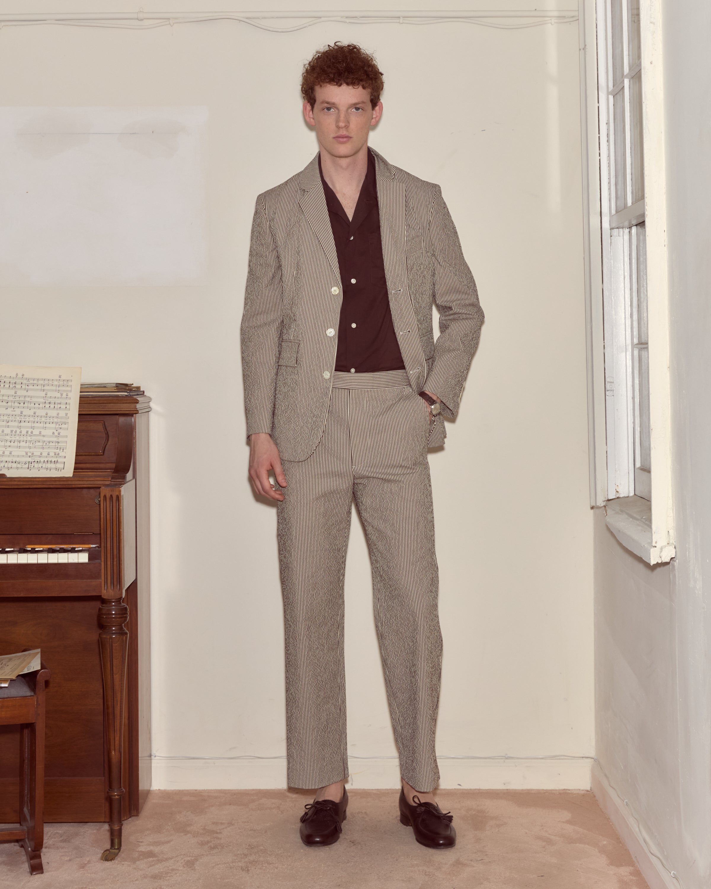 Seersucker Cafe Stripe Trousers | Modern Menswear by yycbvcnbmmnbm
