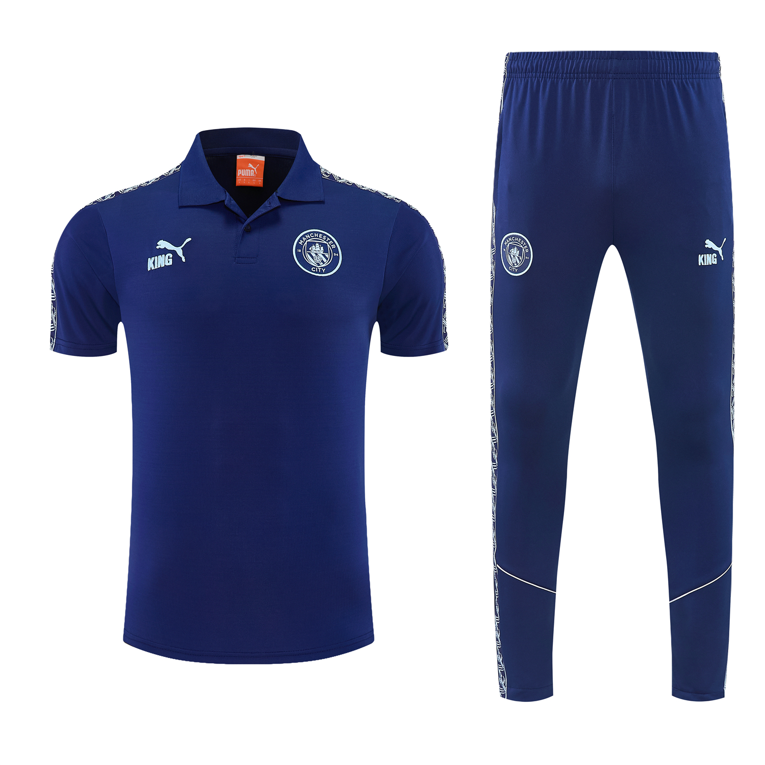 AlphaJersey-Manchester City 25-26 POLO Short-Sleeve Training Set - Dark Blue Top and Pants