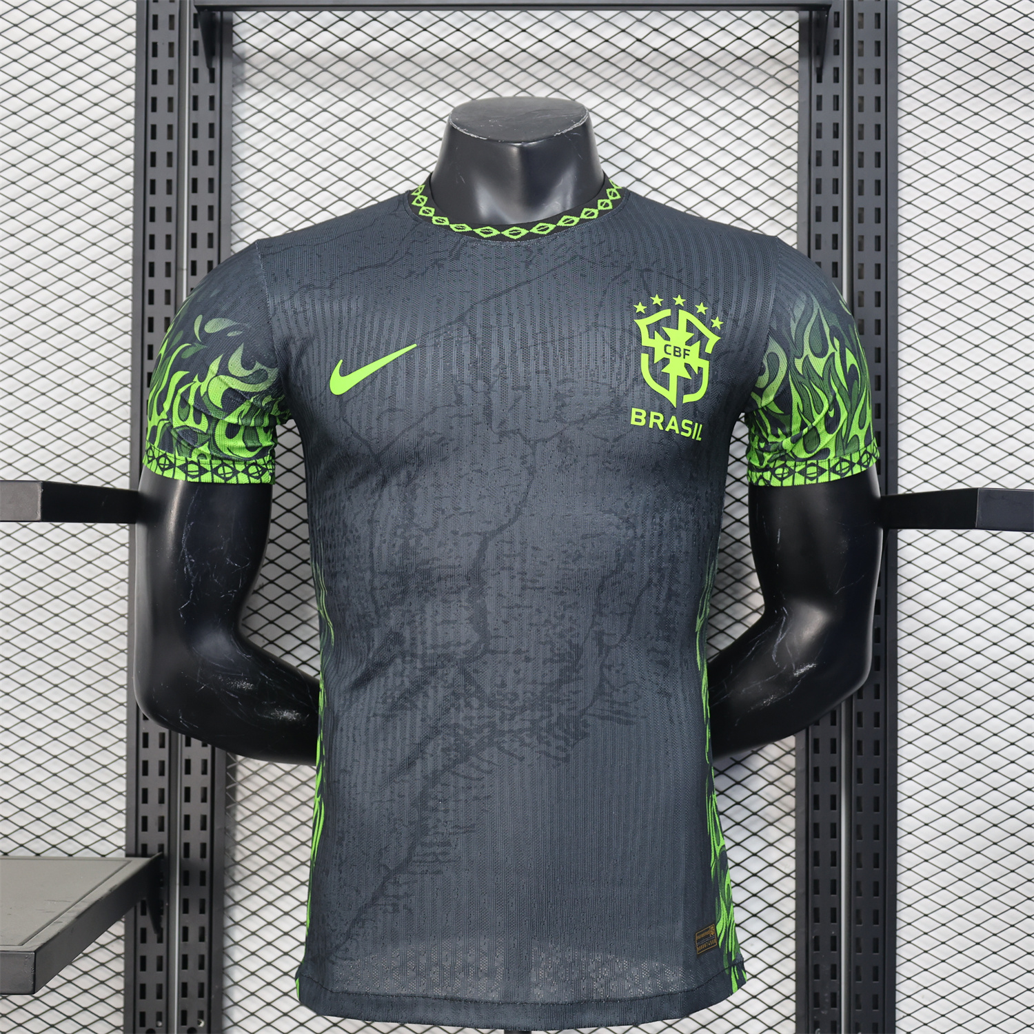 AlphaJersey-Brazil 2025 Green Fire Black Special Edition Jersey - Player Version