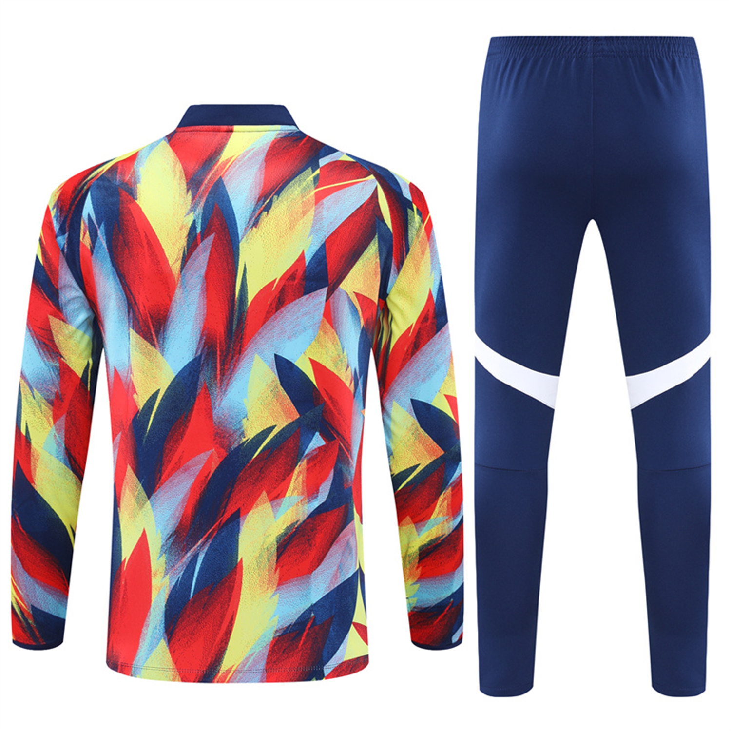 AlphaJersey-Arsenal 25-26 Kid Long Sleeves Training Set - Colorful Camouflage Top & Royal Blue Pants