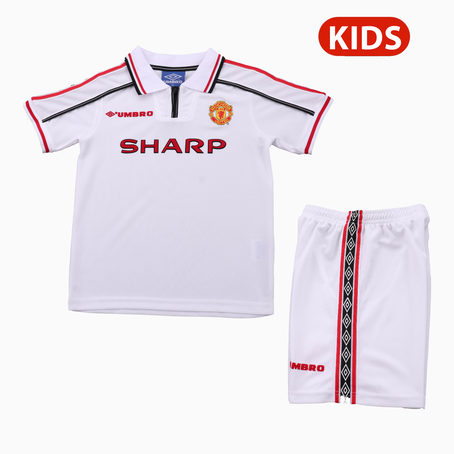 AlphaJersey-Retro Manchester United 1998-99 White Special Kids Kit