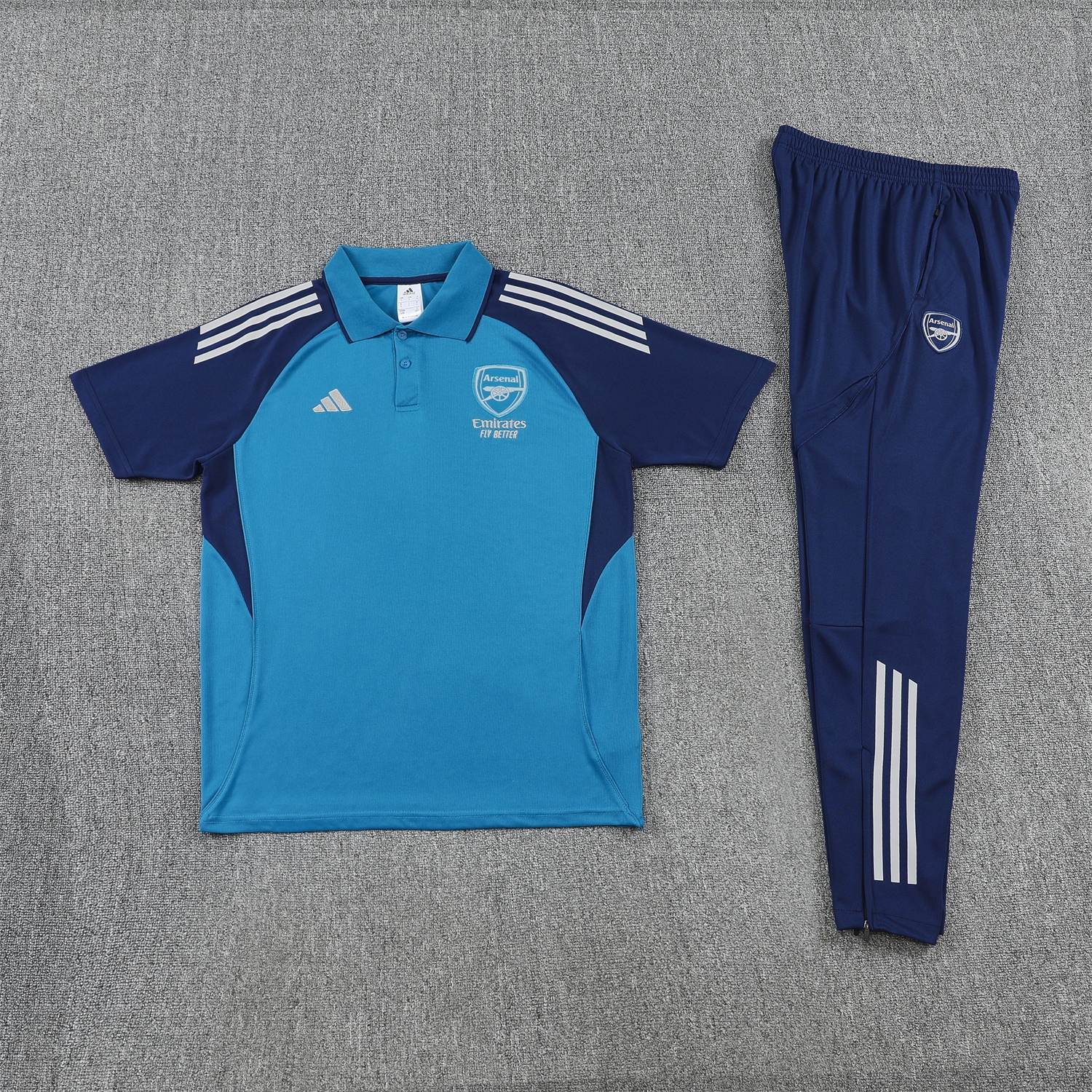 AlphaJersey-Arsenal 25-26 POLO Short-Sleeve Training Set - Royal Blue Top and Deep Blue Pants