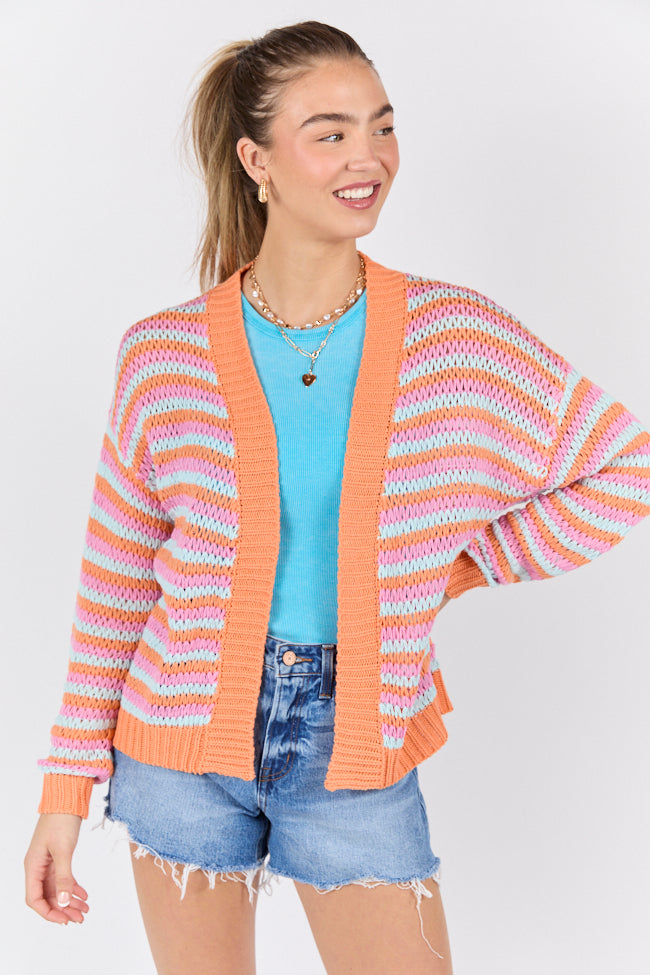 You're My Muse Pink, Orange, and Mint Multi Stripe Cardigan | Elegant Women's Fashion by coolavocek