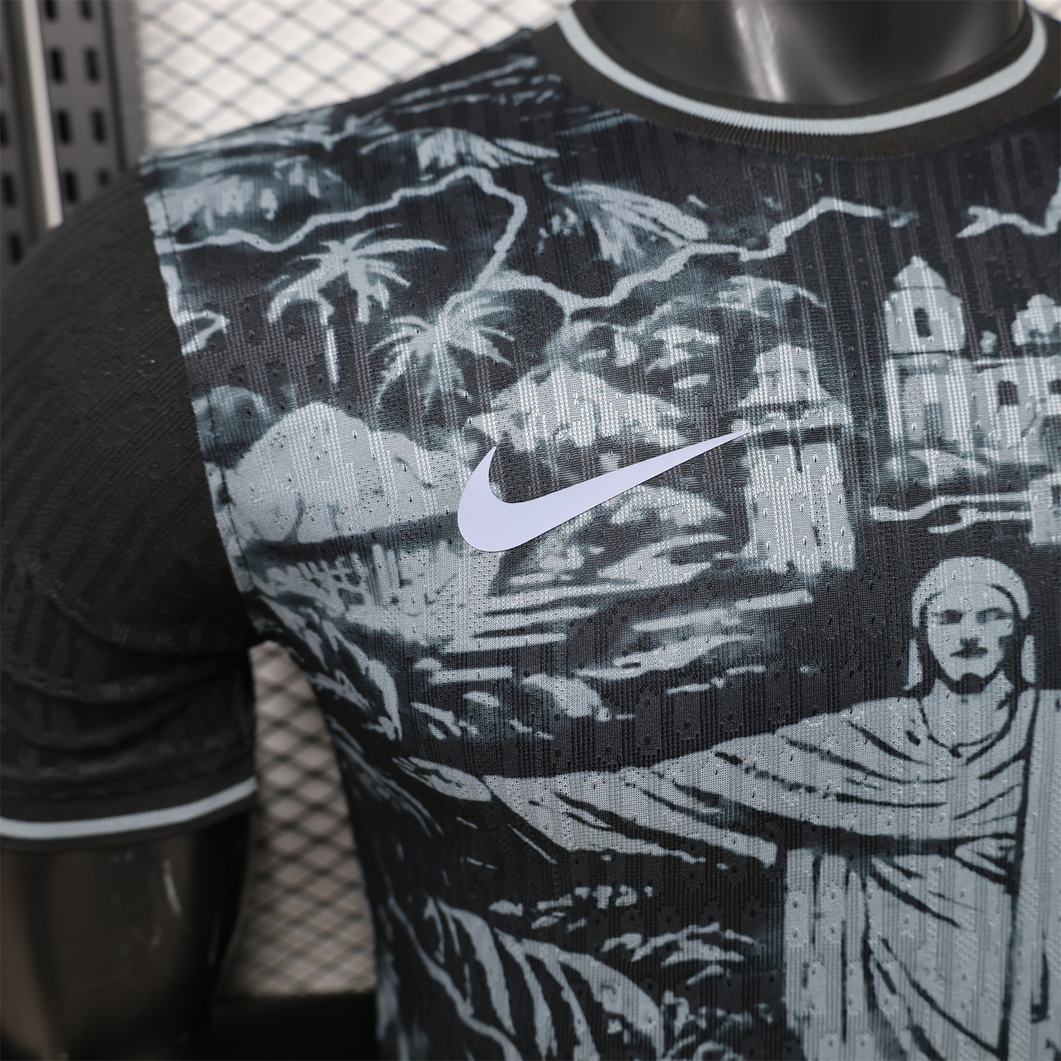 AlphaJersey-Brazil 2026 Grey Jesus Black Special Jersey - Player Version