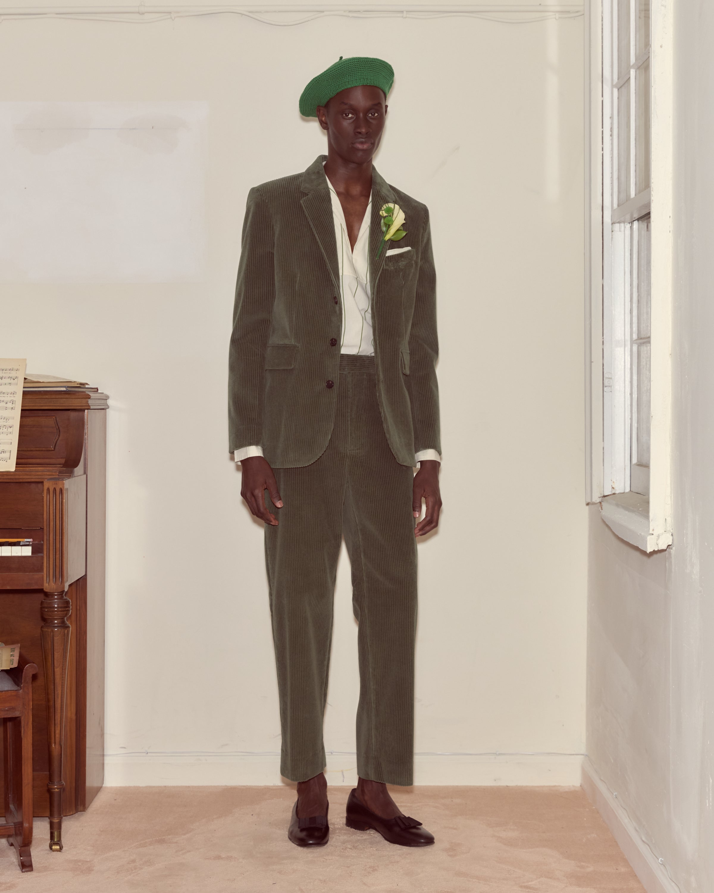 Corduroy Suit Jacket - Green | Modern Menswear by yycbvcnbmmnbm