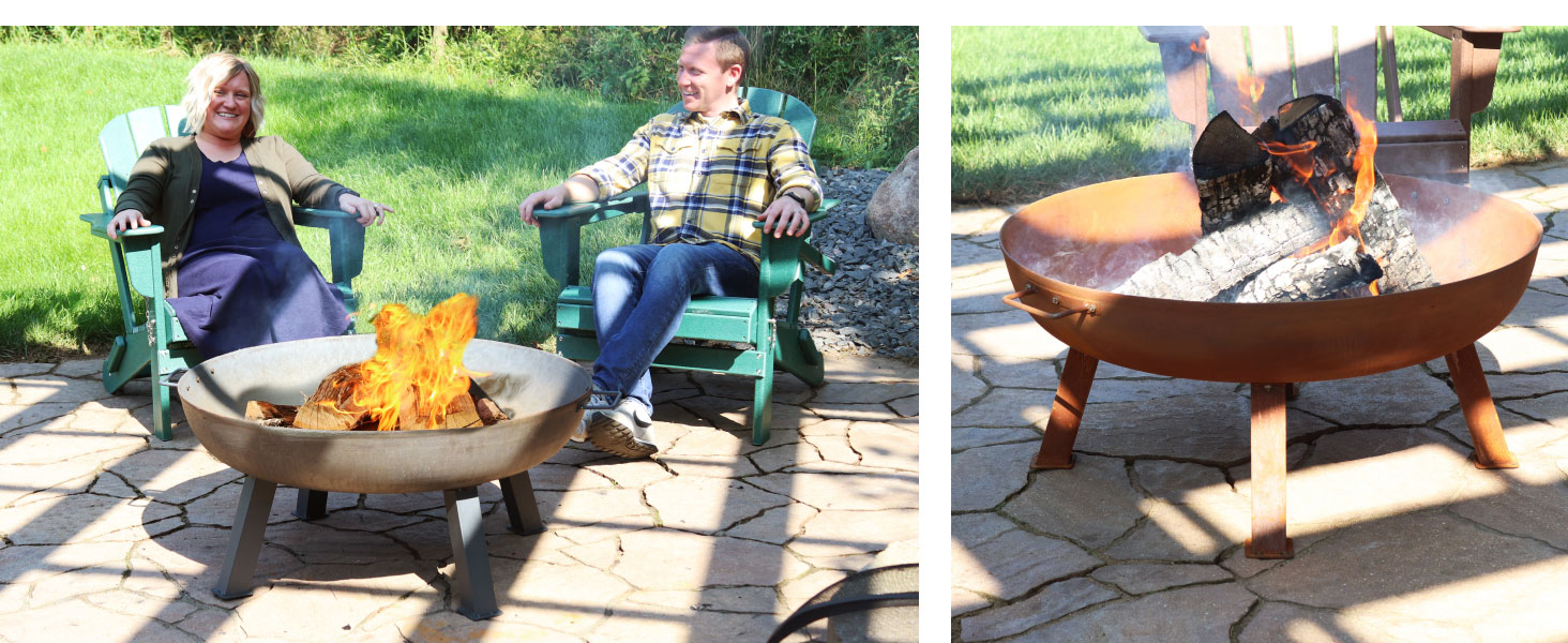 34" Rustic Cast Iron Wood-Burning Fire Pit