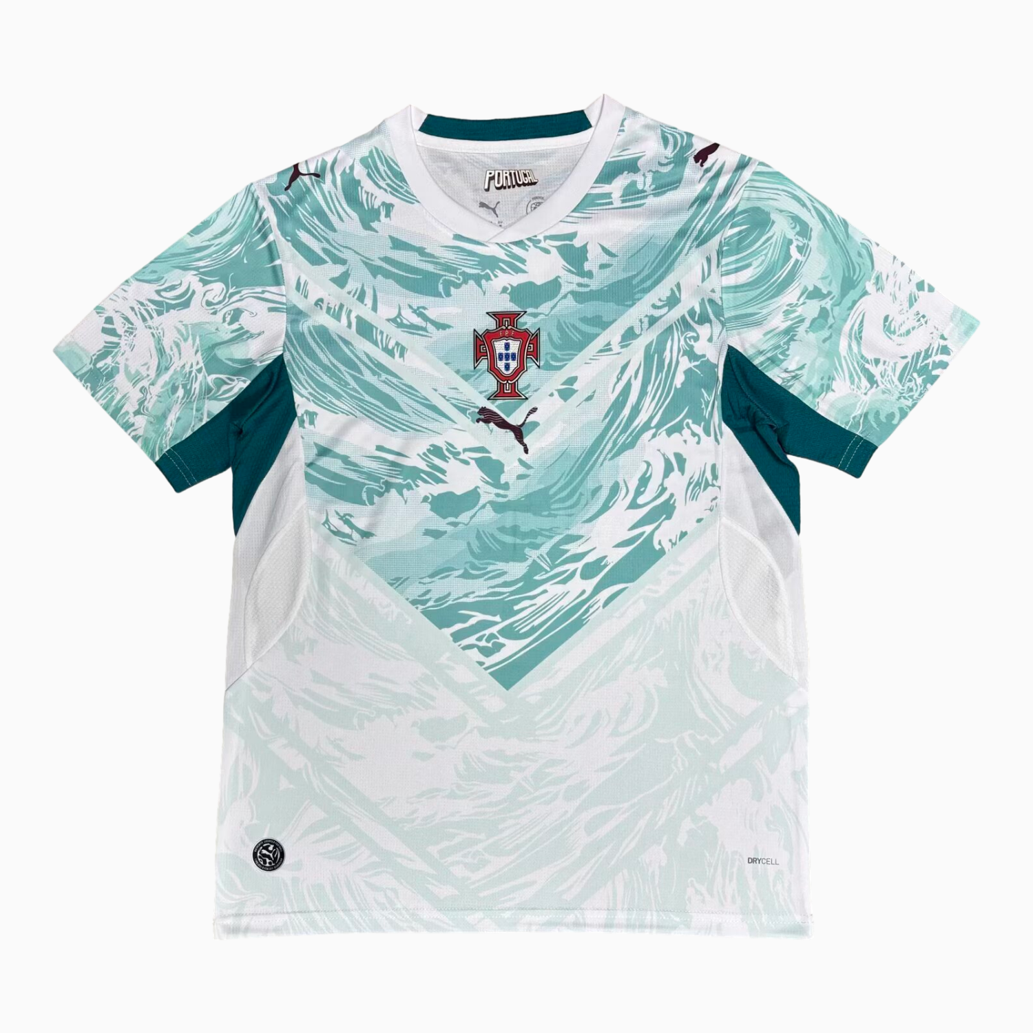 AlphaJersey-Portugal 2026 Away White And Cyan Jersey - Fans Version