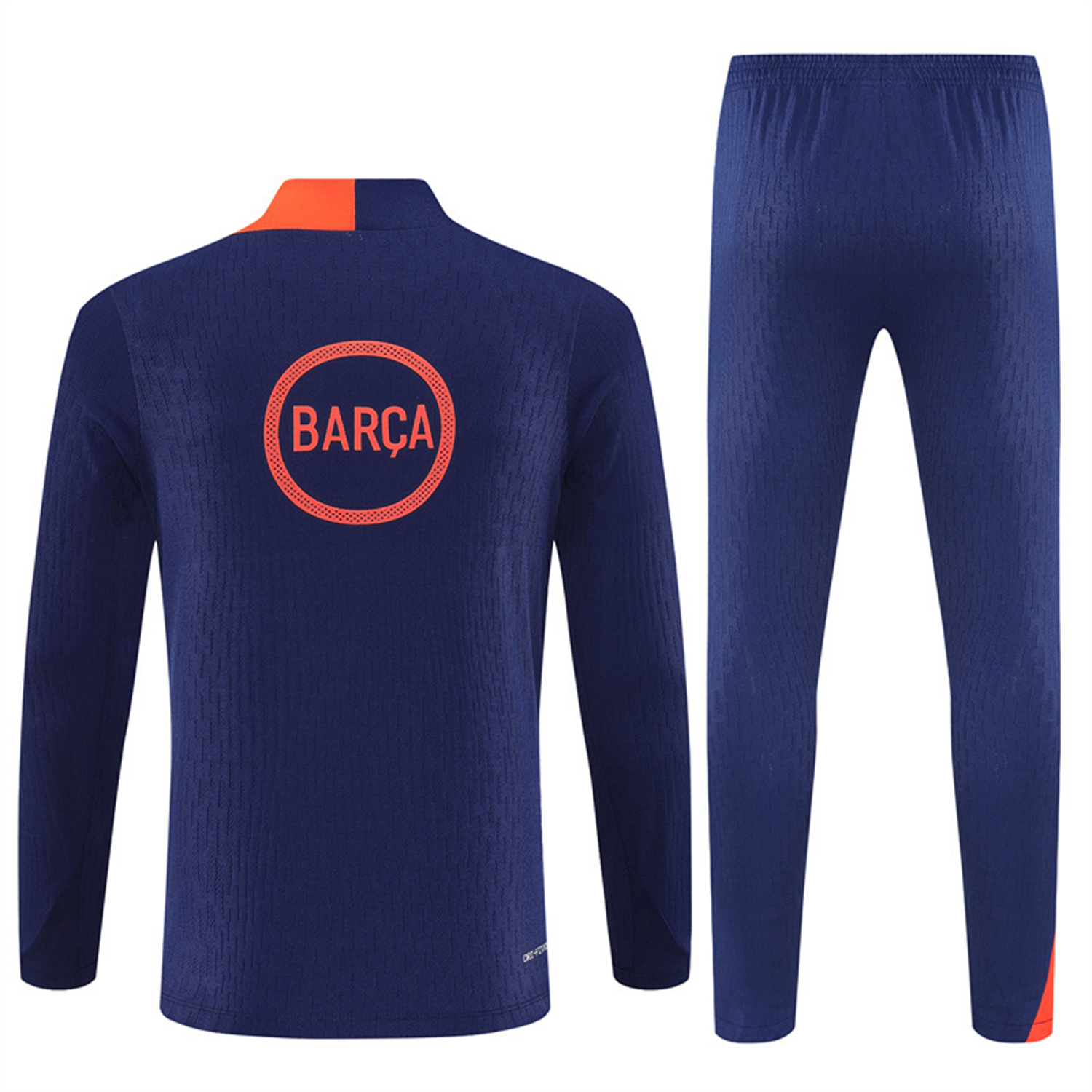 AlphaJersey-Barcelona 25-26 Kids Long Sleeve Training Set - Royal Blue Top Orange Sponsor & Royal Blue Pants