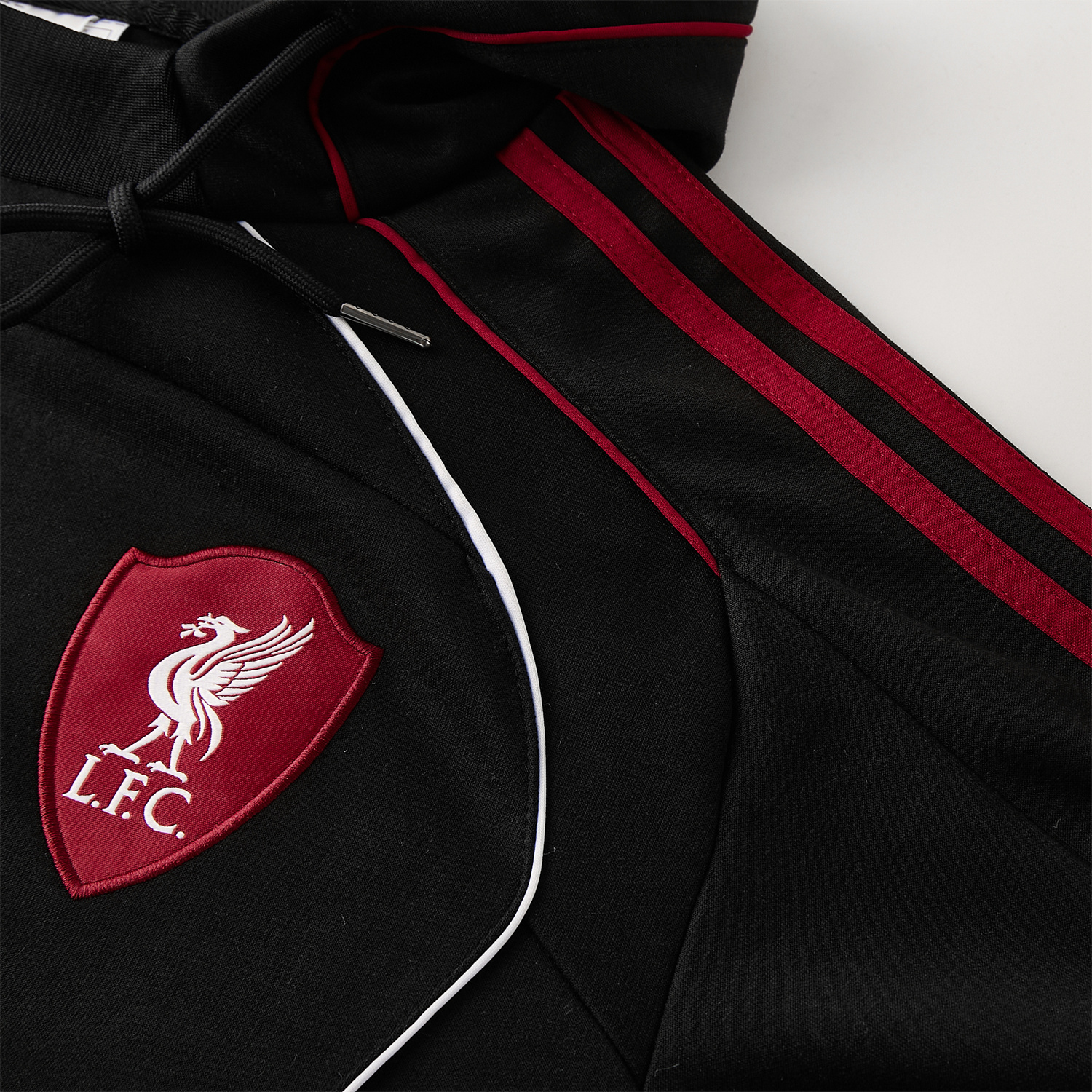 AlphaJersey-Liver.pool 25-26 Hooded Windbreaker Training Set - Black Top & Black Pants