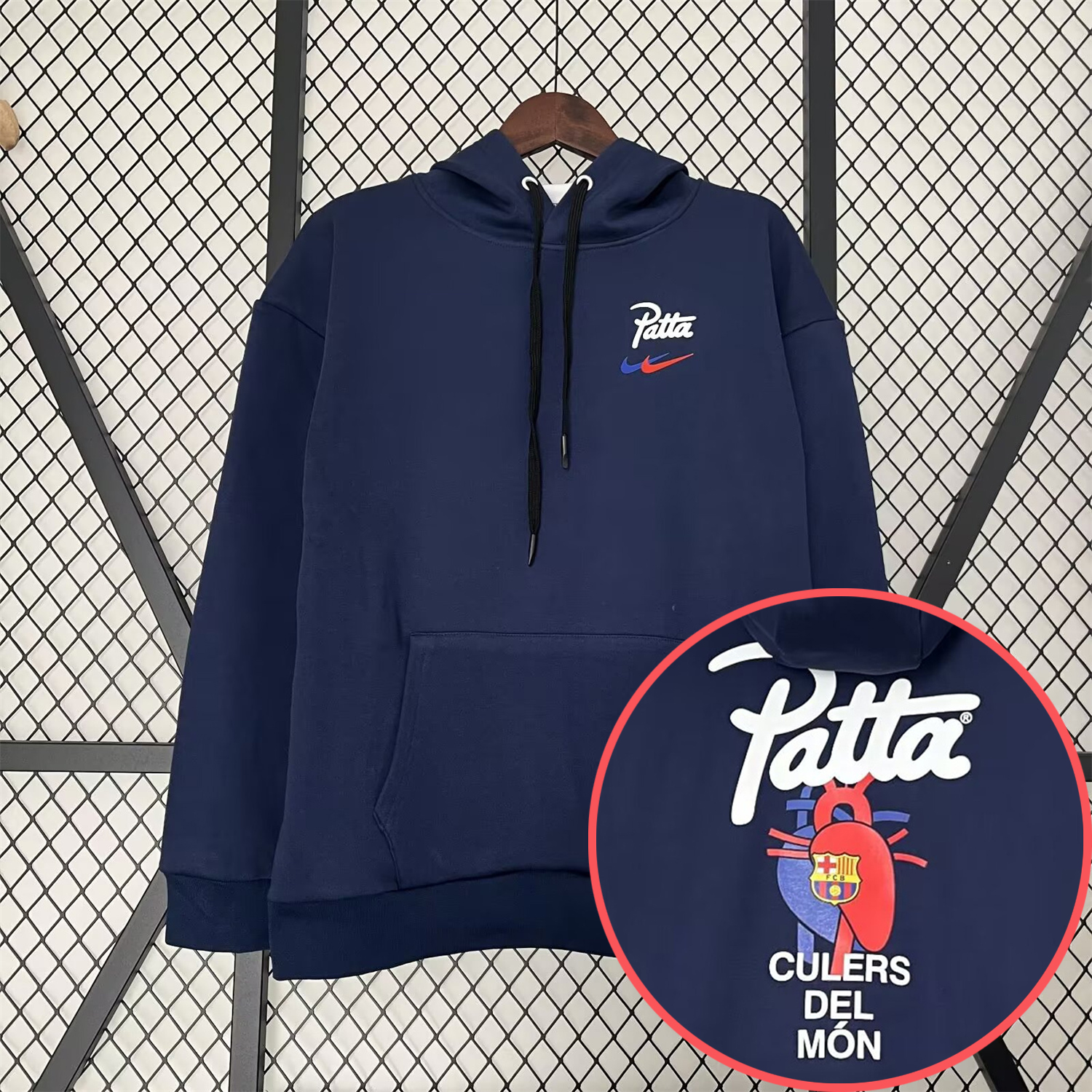 AlphaJersey-Barcelona x Patta 25-26 Blue Unisex Pullover Hoodie