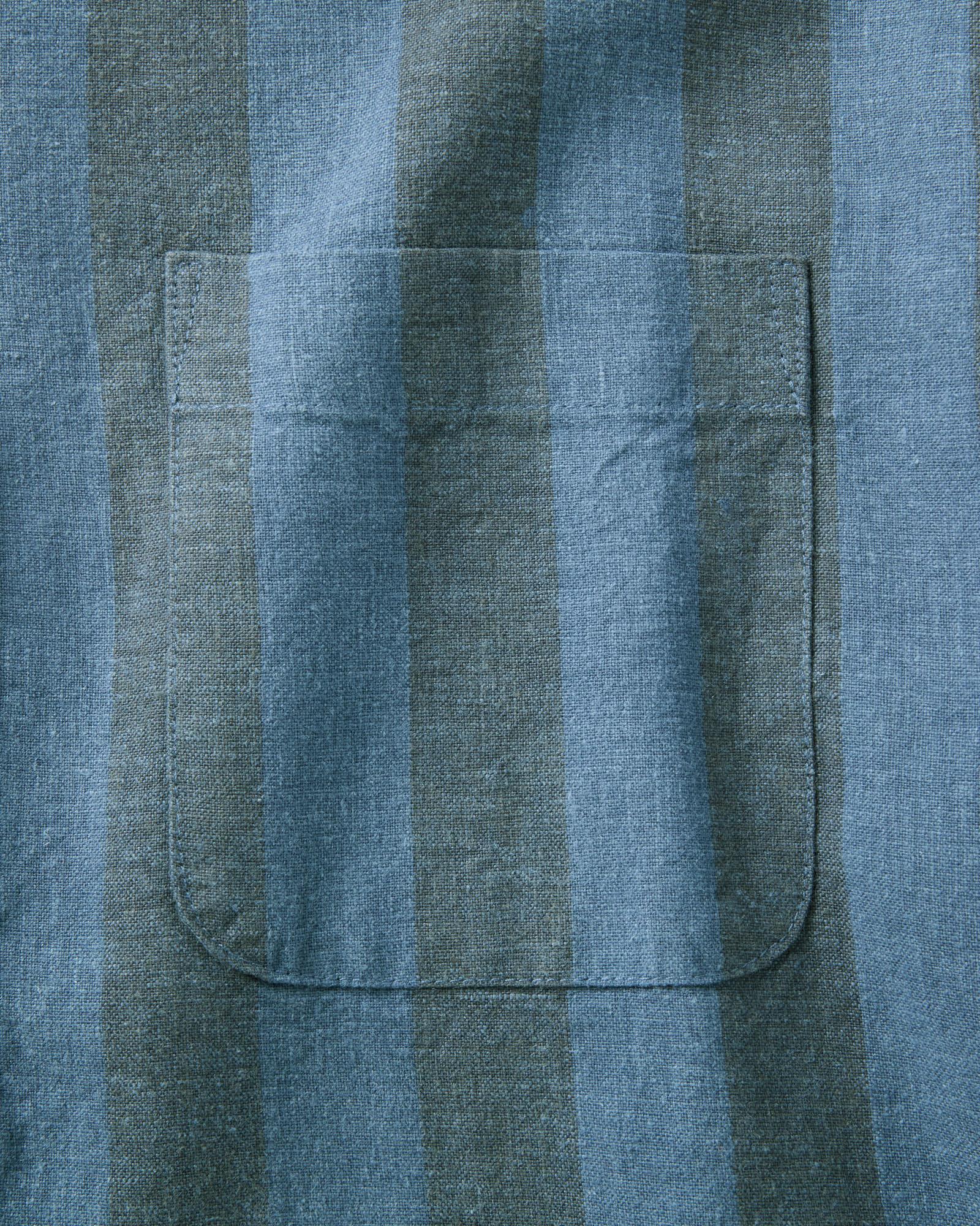 The Short Sleeve California in Blue Stone Stripe Hemp | Modern Menswear by yycbvcnbmmnbm