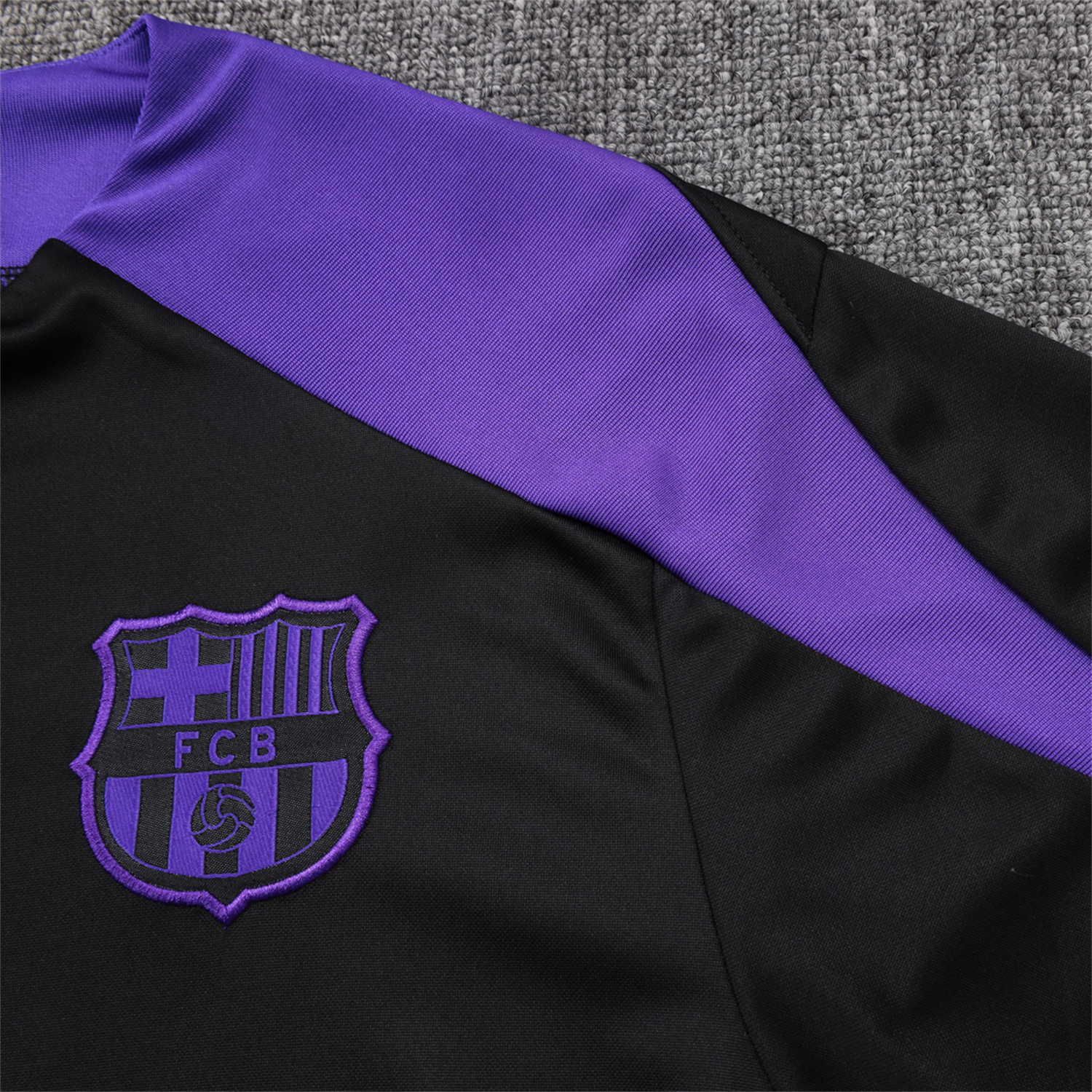 AlphaJersey-Barcelona X KB 25-26 Long Sleeve Training Set - Black Top with Purple Badge and Black Pants