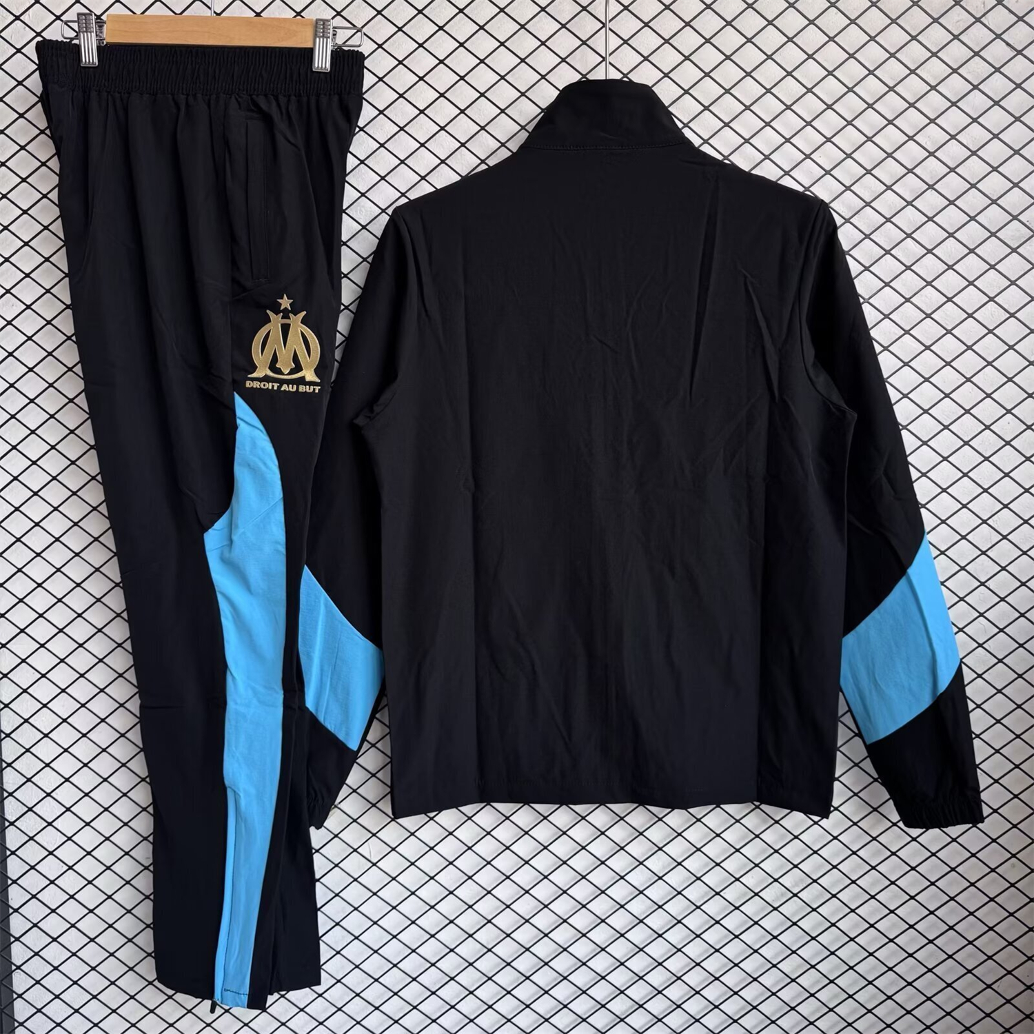 AlphaJersey-Marseille 25-26 Windbreaker Training Set - Blue Black Top and Pants