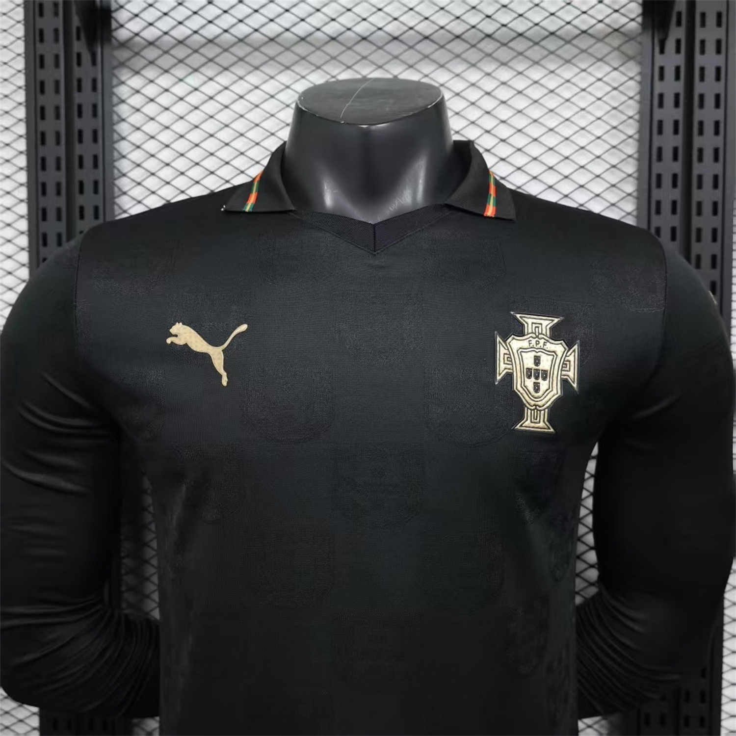 AlphaJersey-Portugal 2026 Away Black Long Sleeves Jersey - Player Version