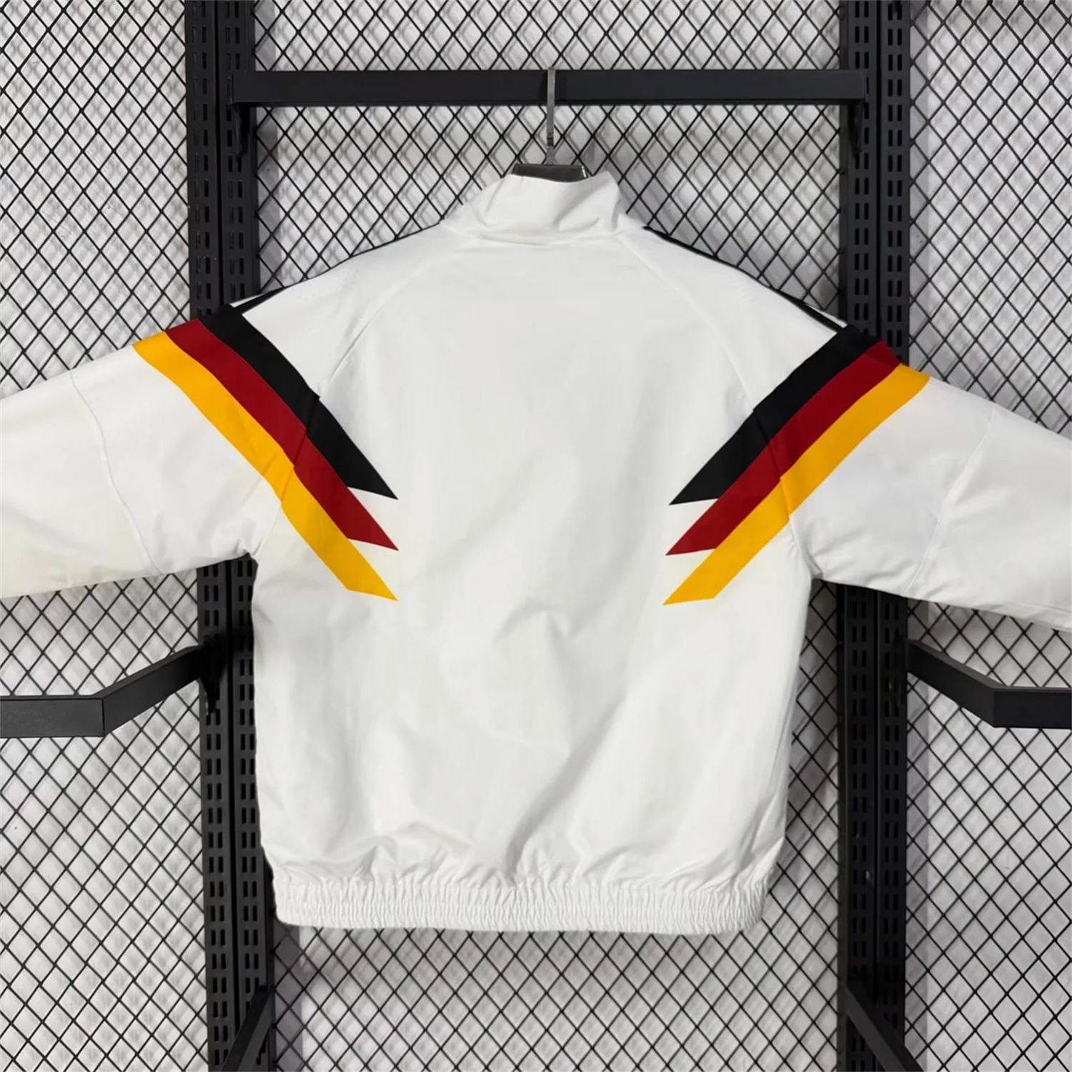AlphaJersey-Germany 2026 Windbreaker Jacket - White With Classic Stripes