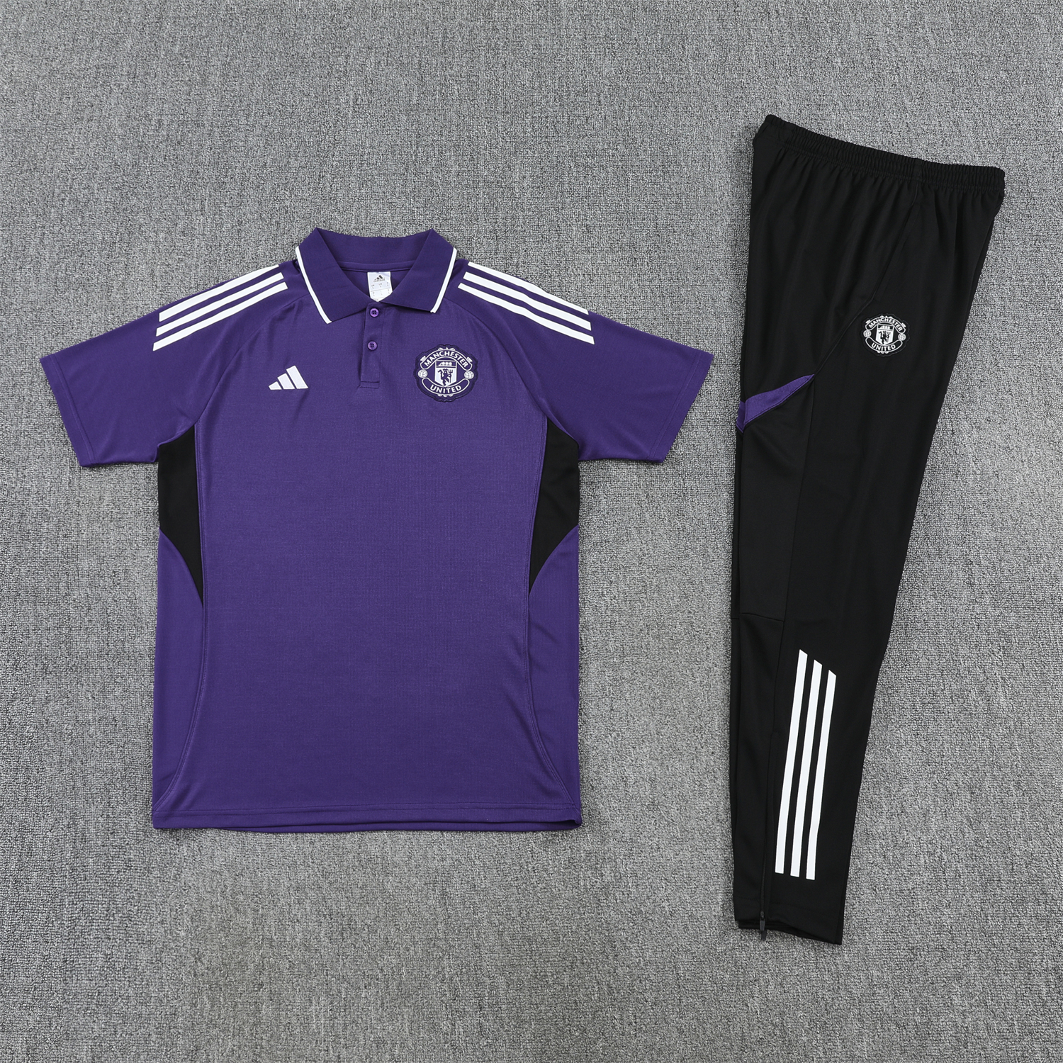 AlphaJersey-Manchester United 25-26 POLO Short-Sleeve Training Set - Purple Top and Black Pants