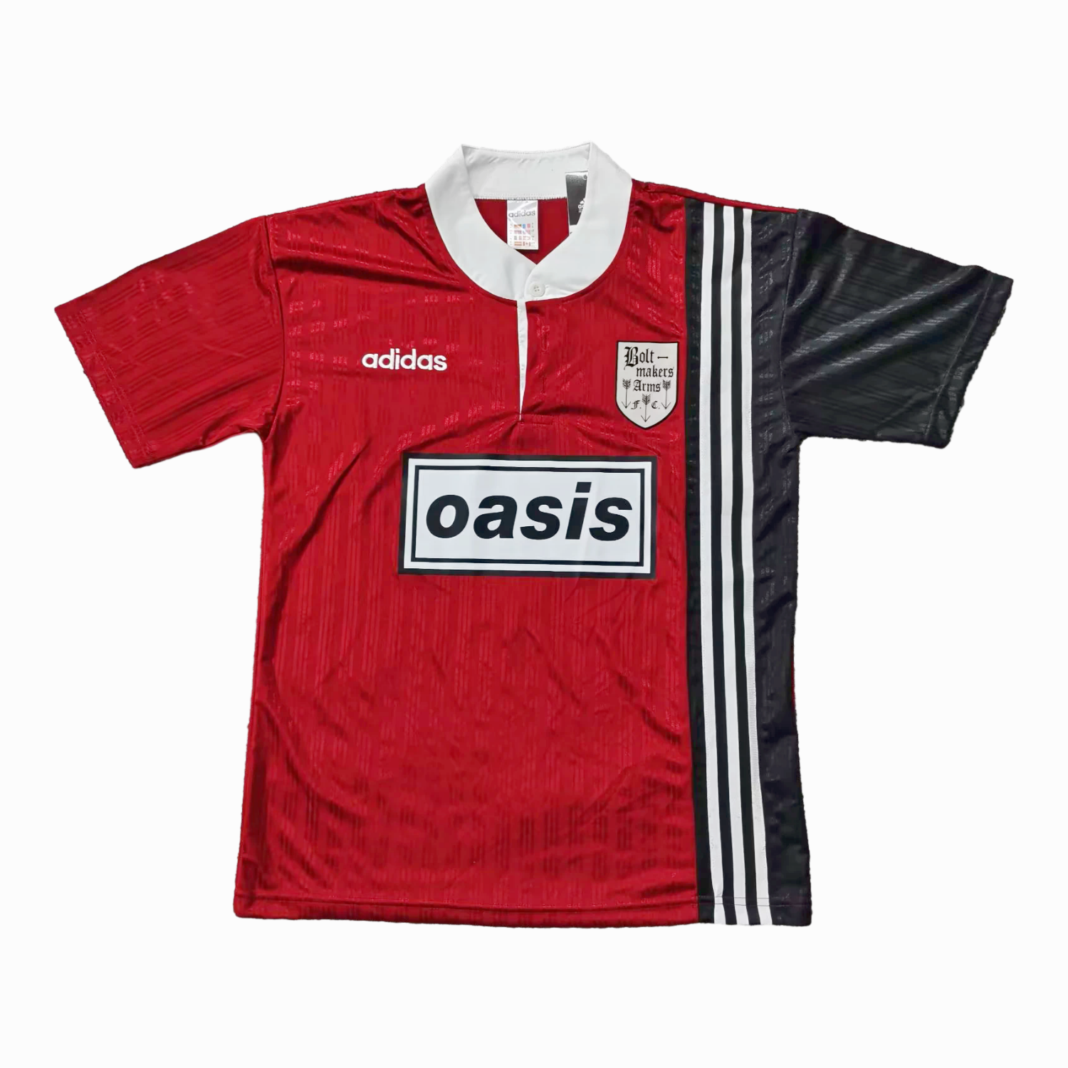 AlphaJersey-Retro Boltmakers Arms 1996 Oasis Originals Red And Black Jersey