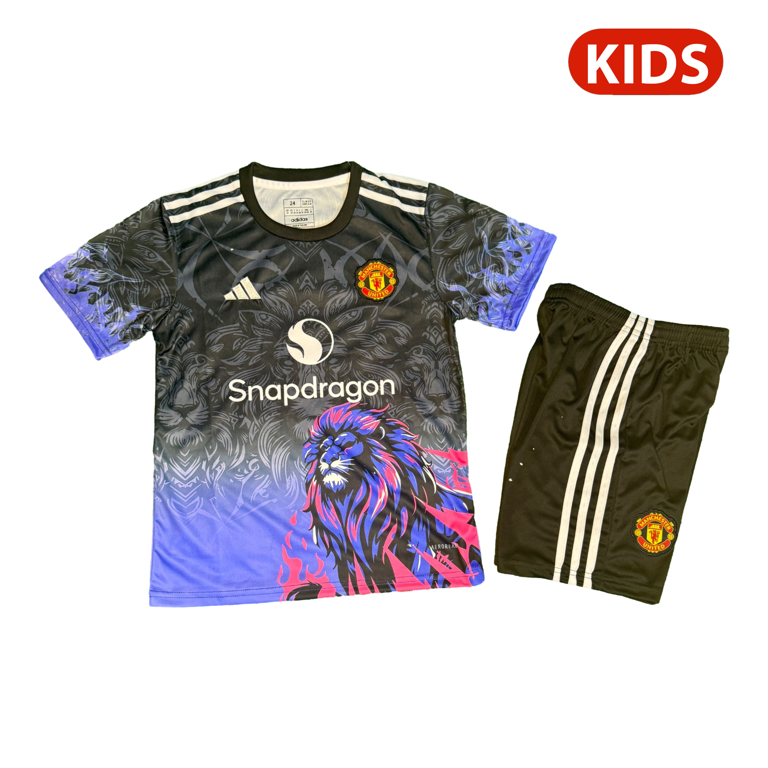 AlphaJersey-Manchester United 25-26 Purple Lion Black Special Kids Kit