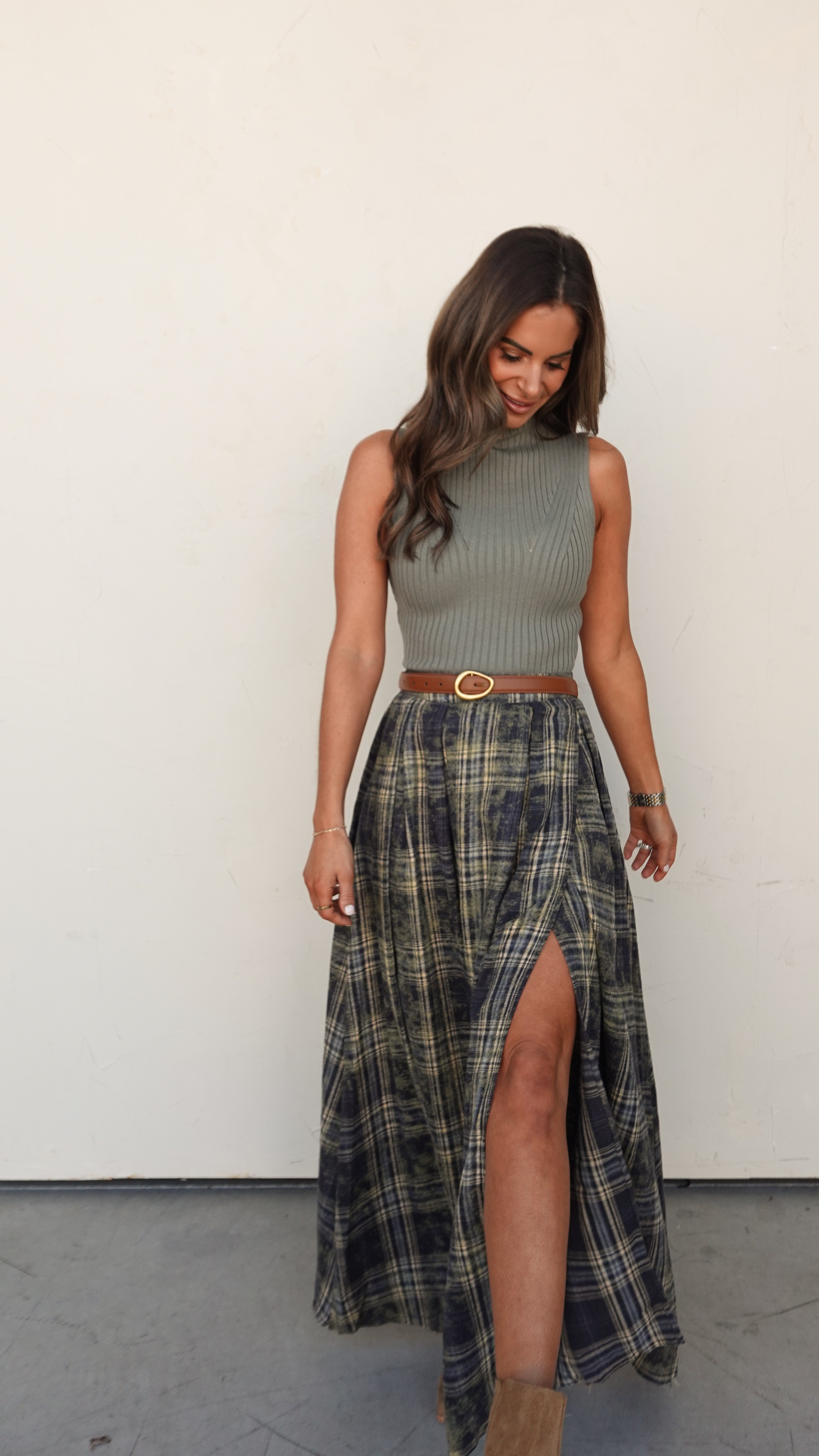 Olive Mock Neck Knit Tank | Elegant Women's Fashion by coolavocek