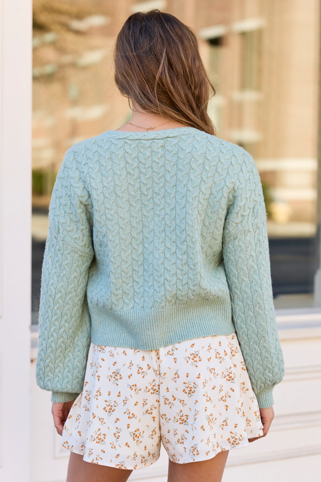 Heather Sage Green V-Neck Cardigan SALE | Elegant Women's Fashion by coolavocek