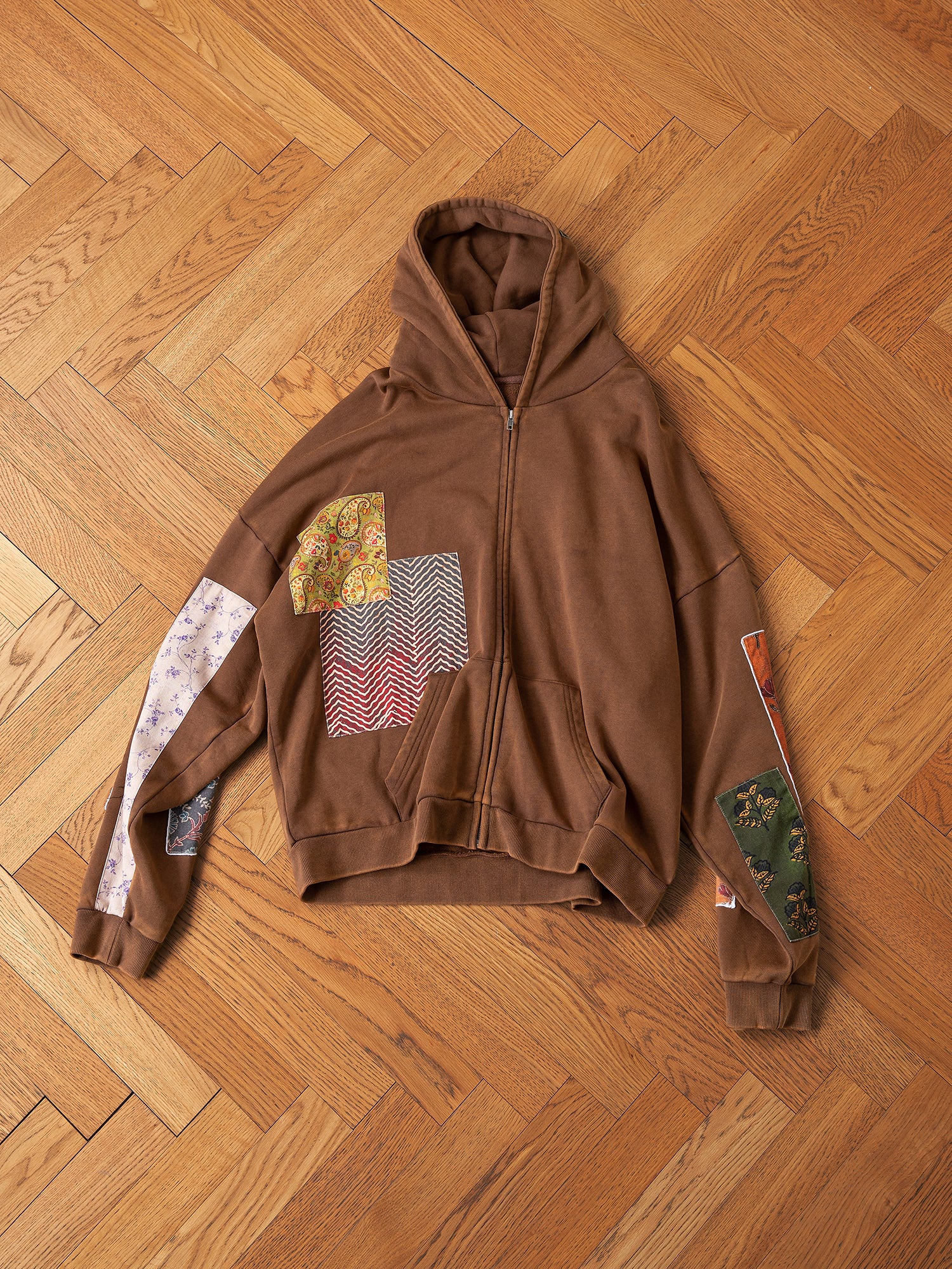 Tapestry Patchwork Zip Up Hoodie | Modern Menswear by yycbvcnbmmnbm