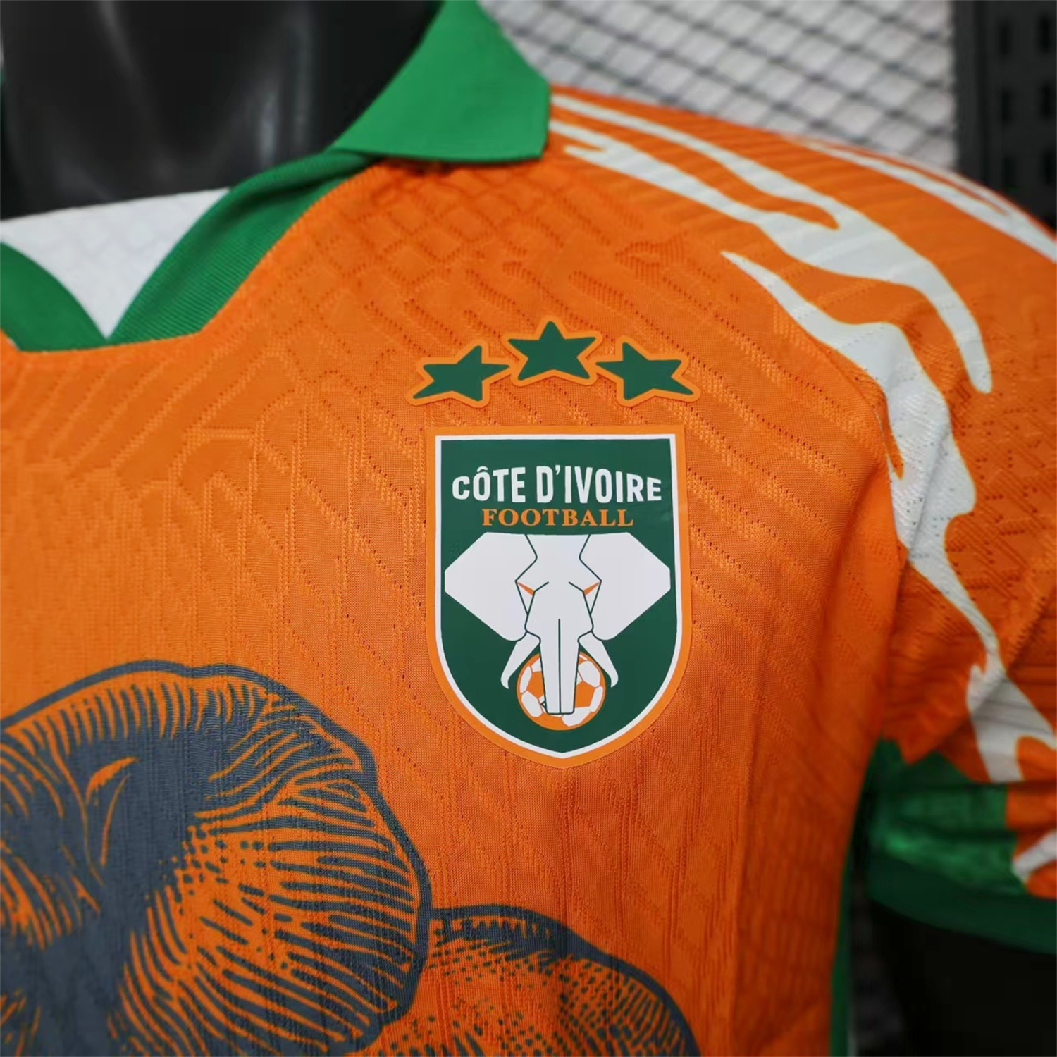 AlphaJersey-Ivory Coast 25-26 Elephant And Kid Orange Jersey - Player Version