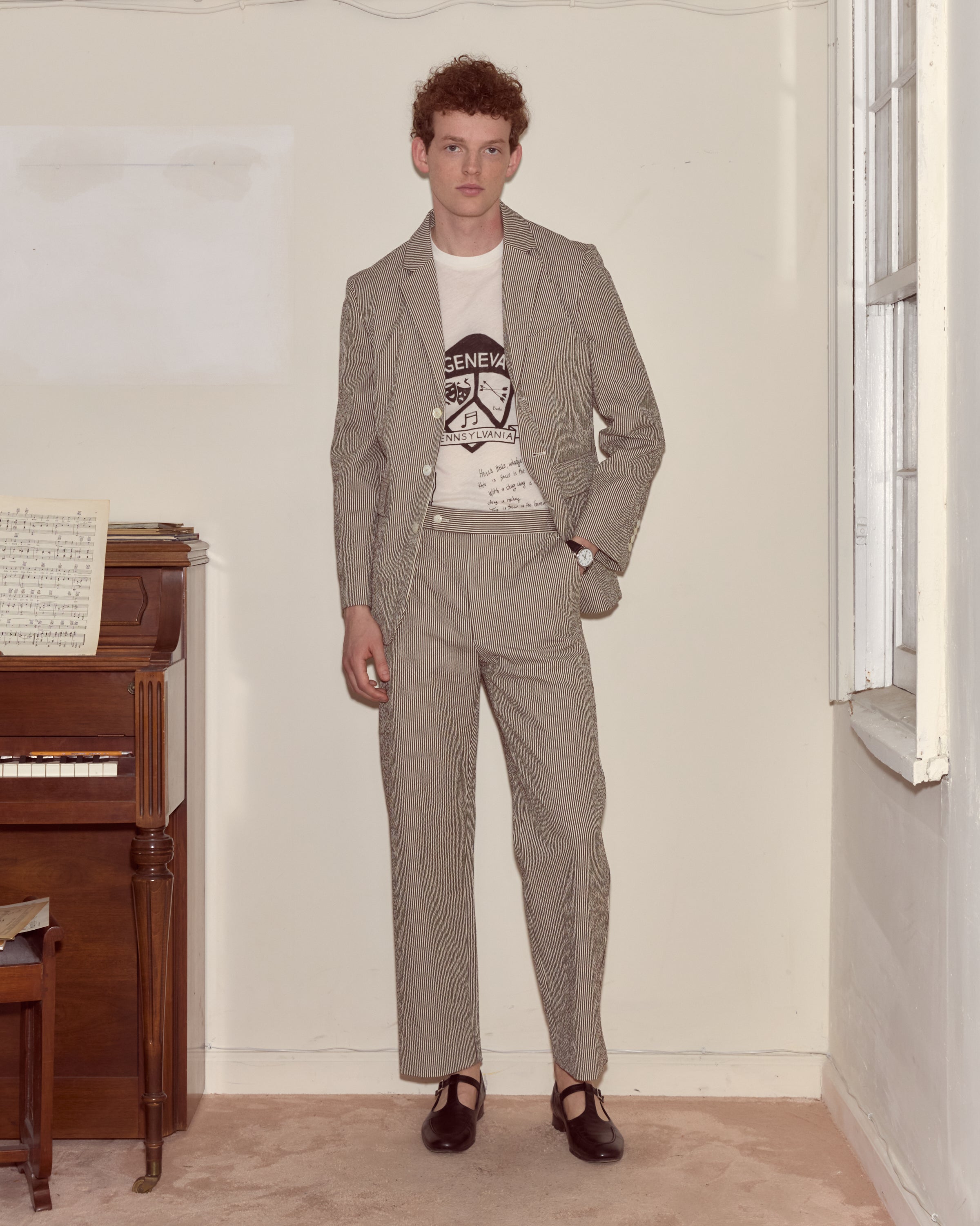 Seersucker Cafe Stripe Suit Jacket | Modern Menswear by yycbvcnbmmnbm