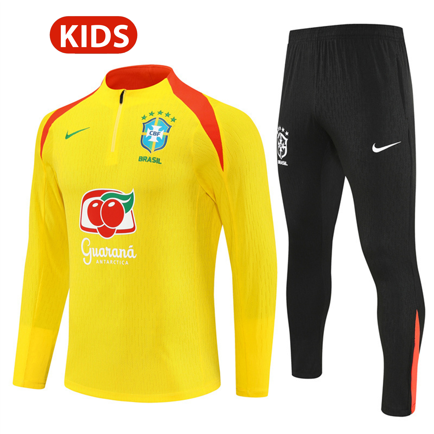 AlphaJersey-Brazil 25-26 Long Sleeve Training Set - Player Version - Yellow Top and Black Pants