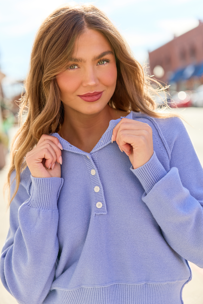 Casey Periwinkle Henley Pullover | Elegant Women's Fashion by coolavocek