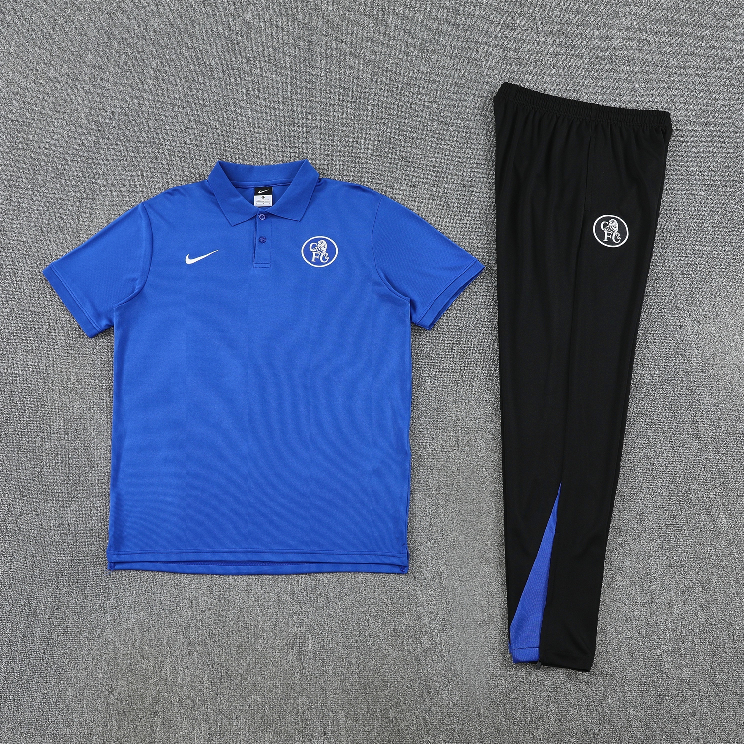 AlphaJersey-C.H.E.L.S.E.A 25-26 POLO Short-Sleeve Training Set - Blue Top and Black Pants
