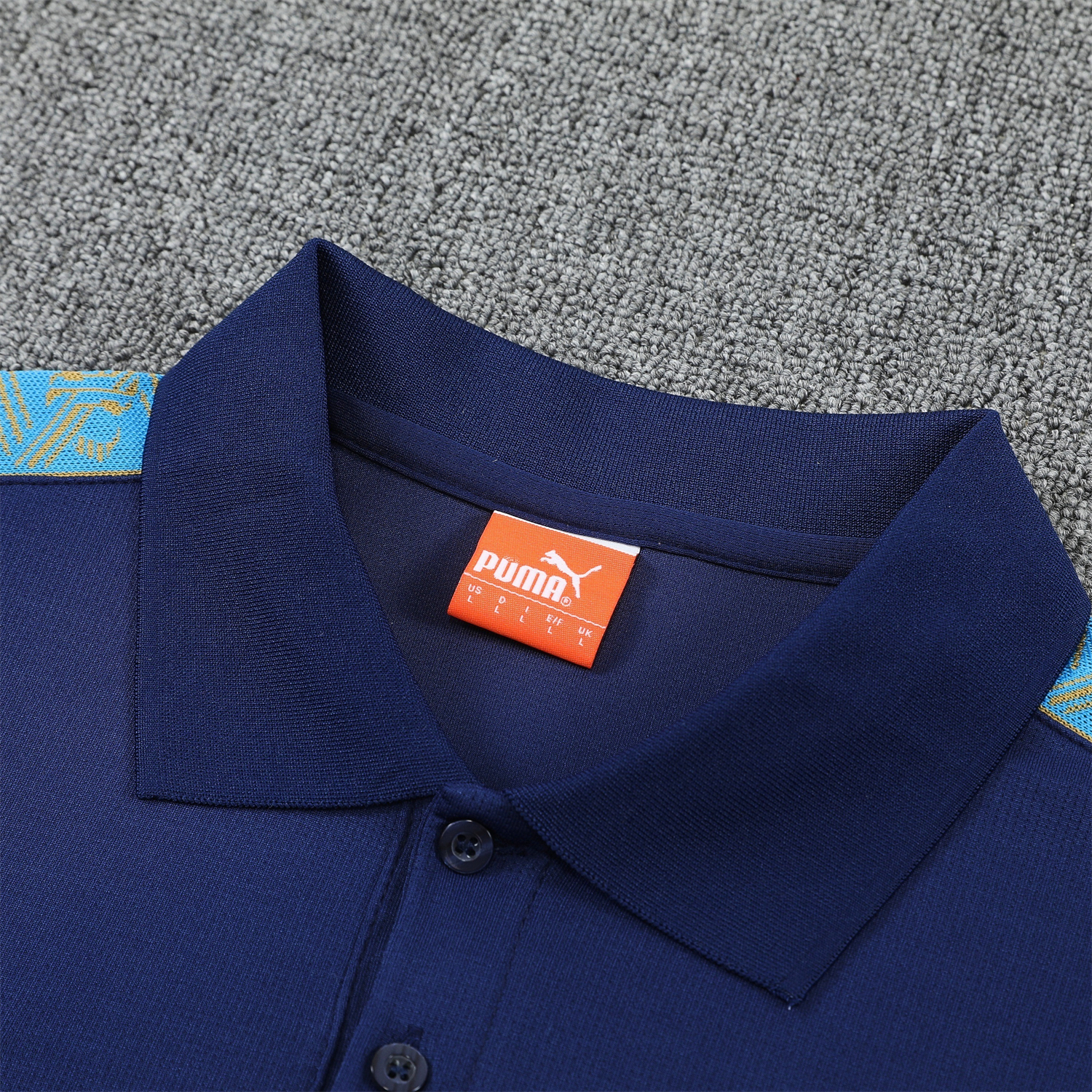 AlphaJersey-Marseille 25-26 POLO Short-Sleeve Training Set - Dark Blue Top and Pants