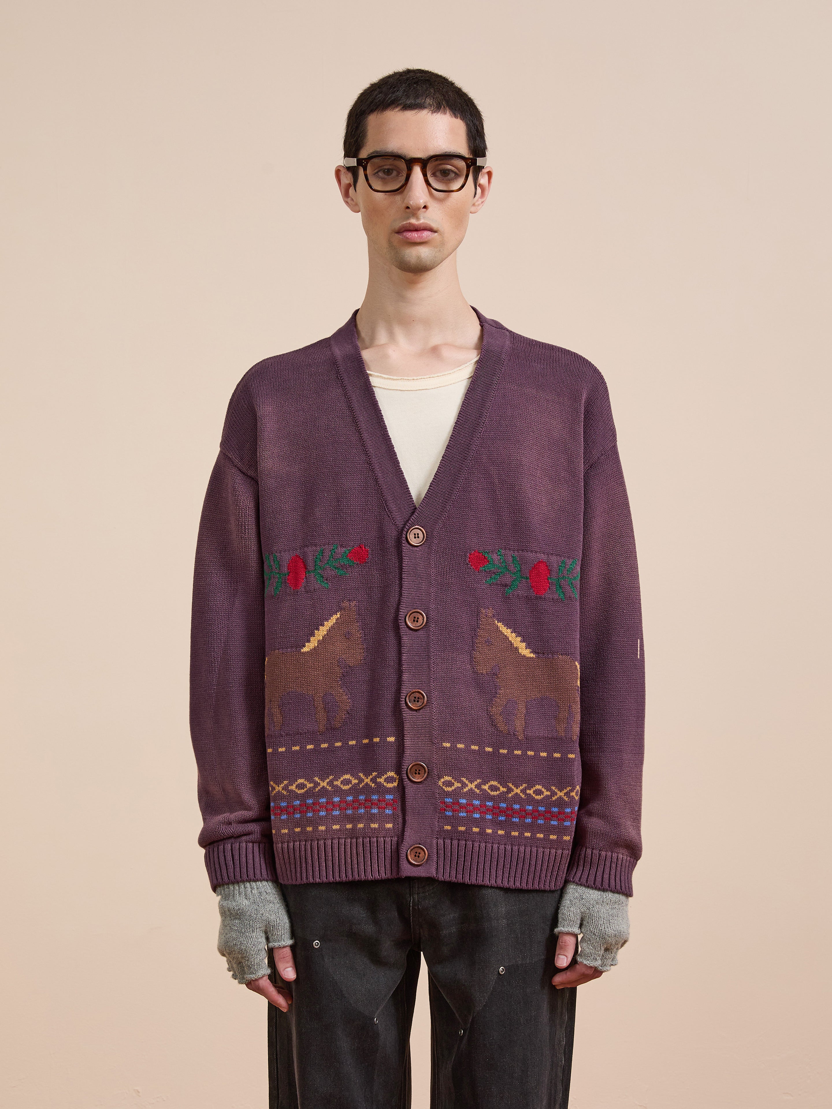 Horse Jacquard Cardigan | Modern Menswear by yycbvcnbmmnbm