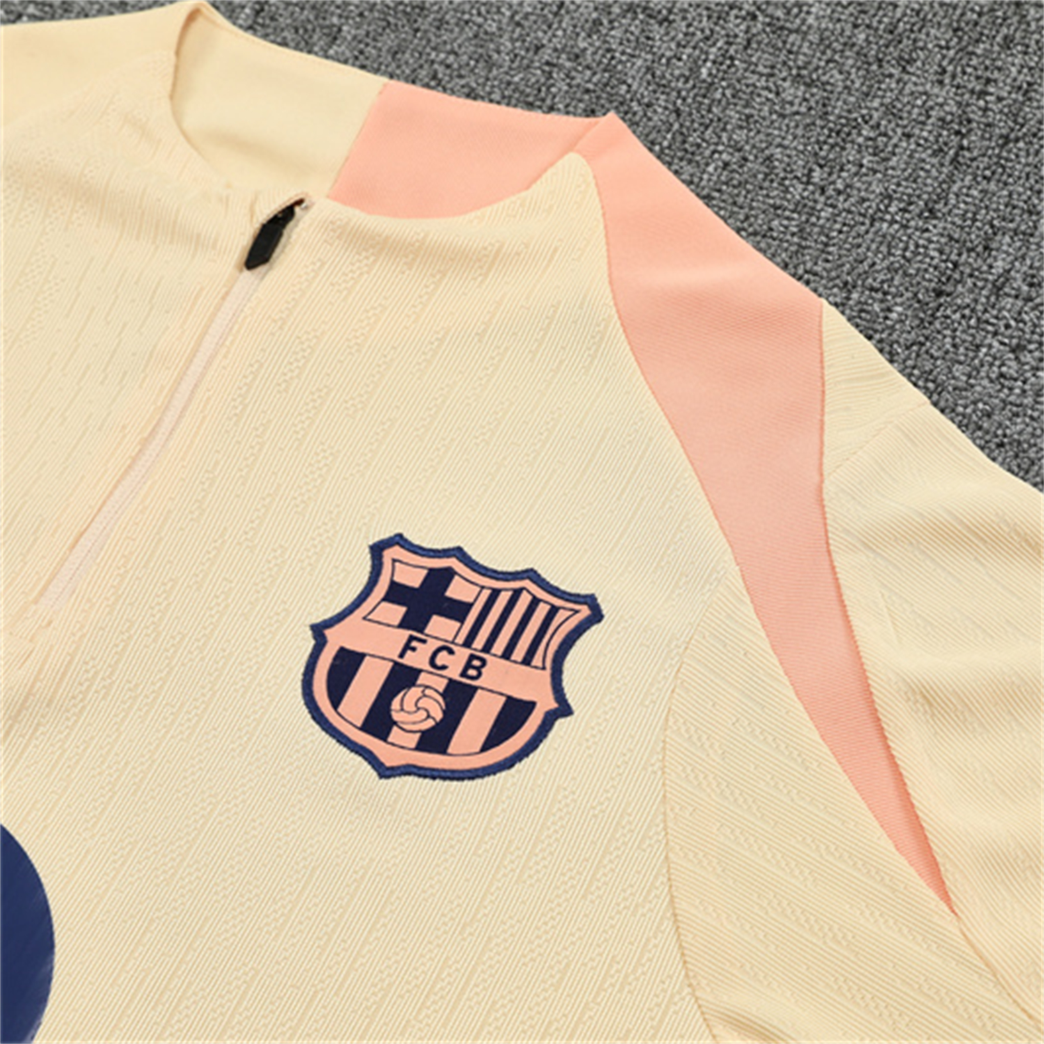 AlphaJersey-Barcelona 25-26 Kids Long Sleeve Training Set - Player Version - Light Yellow Top and Blue Pants