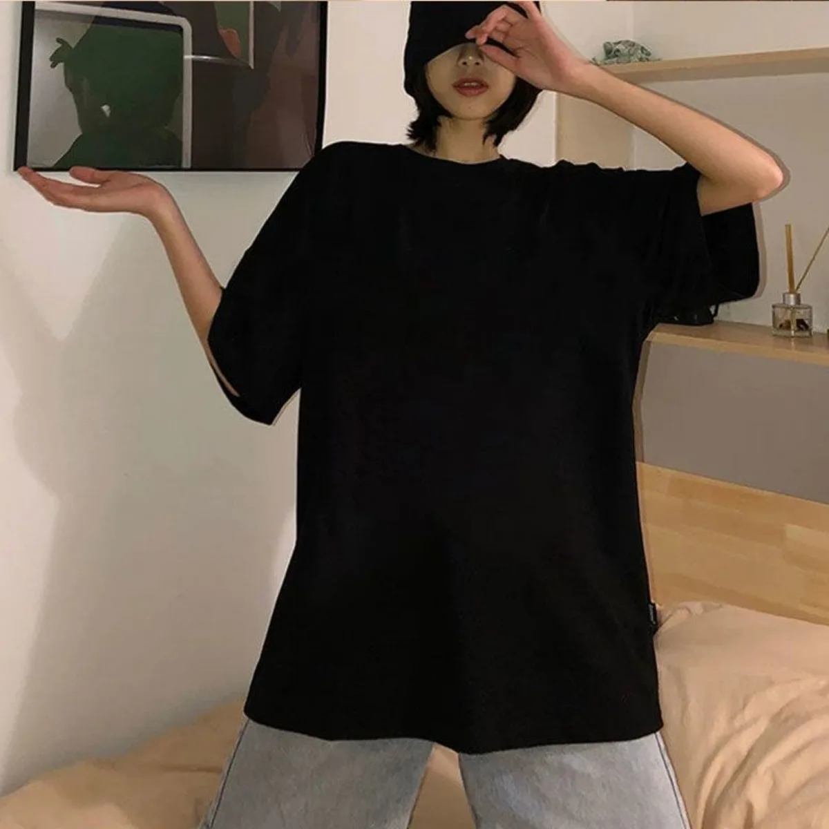 2024 New Summer Pure Cotton Short Sleeved T-shirt for Women Korean Version Loose Casual Versatile Hong Kong Style Top Clothing