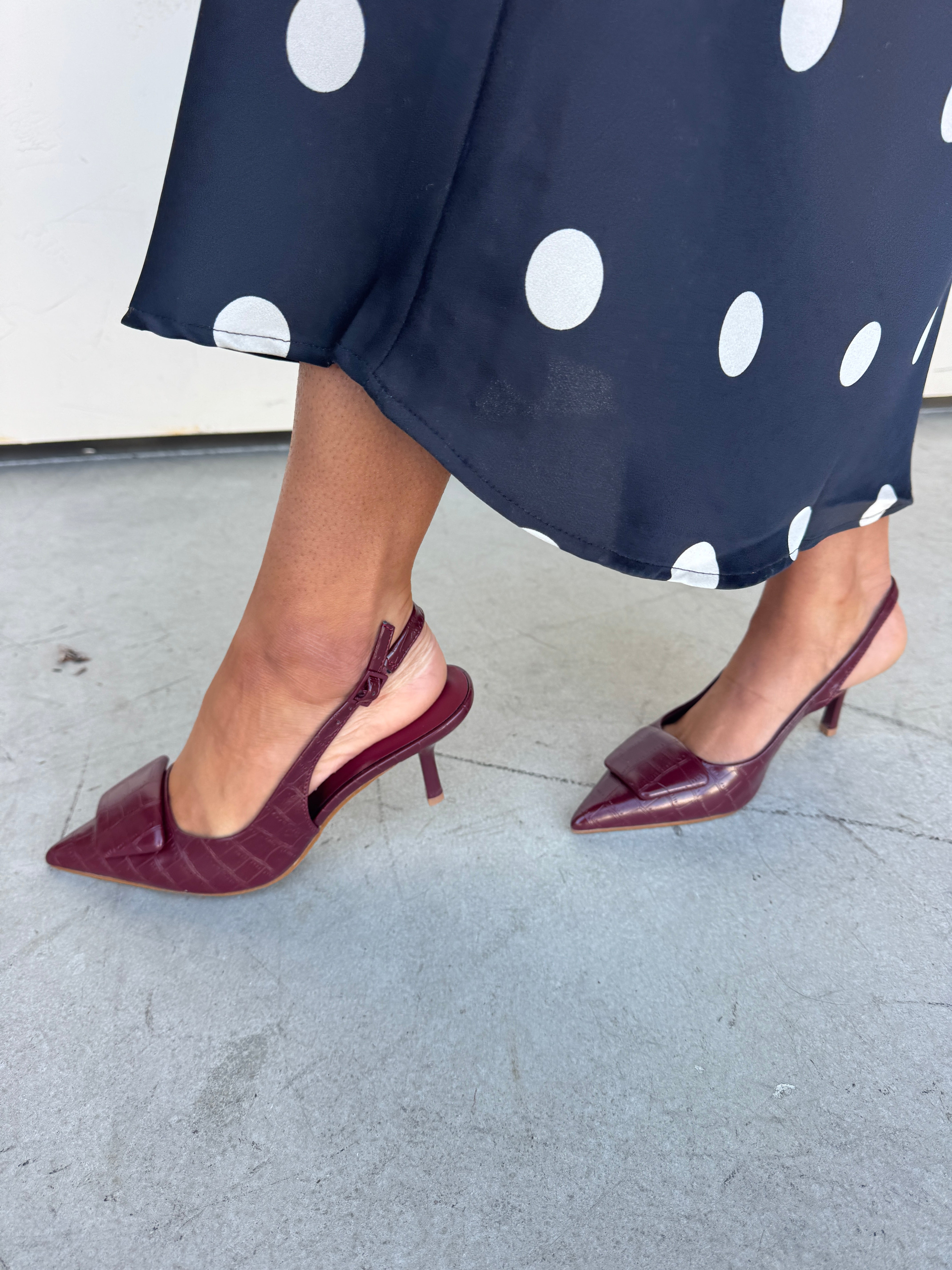 Wine Red Slingback Kitten Heel | Elegant Women's Fashion by coolavocek