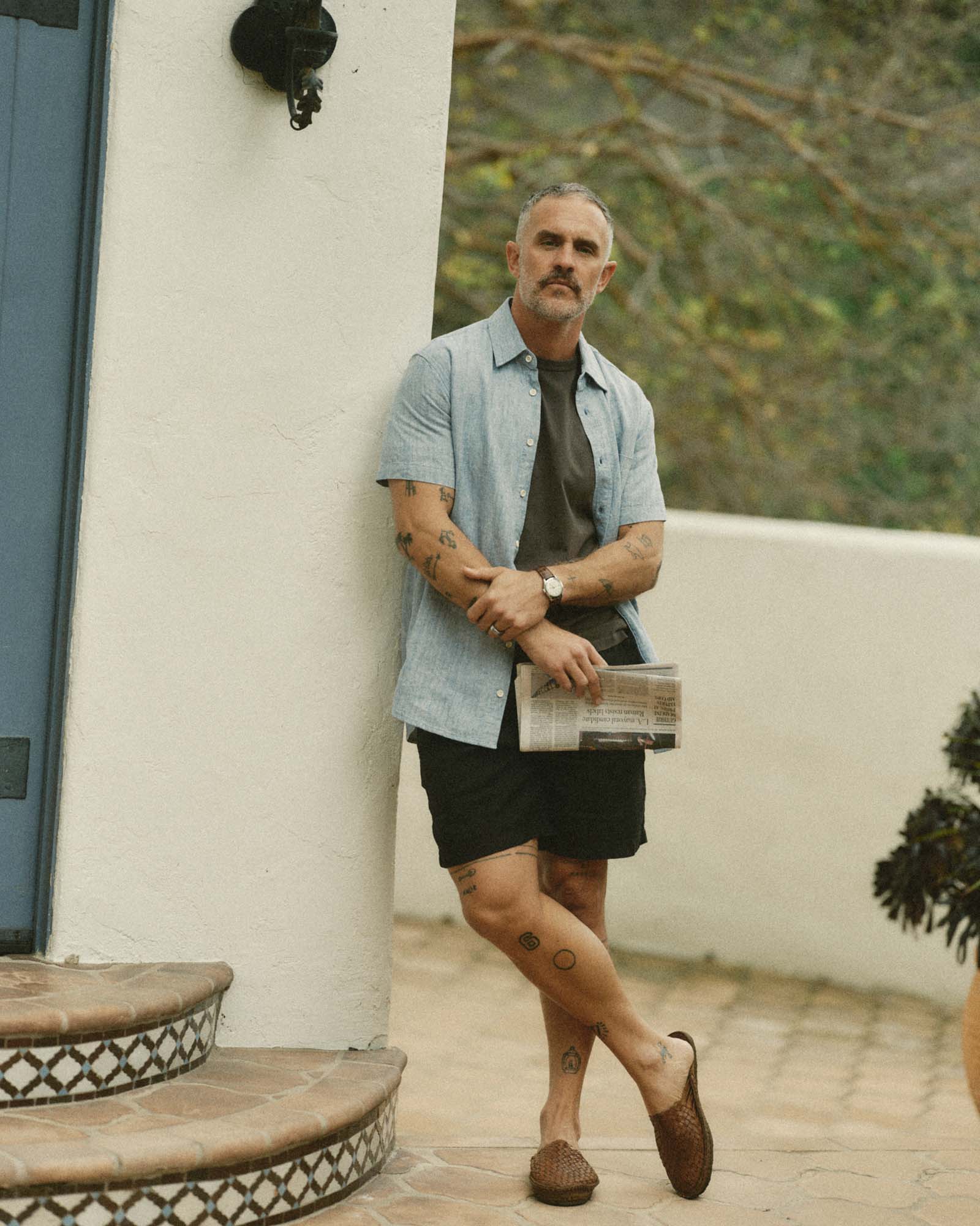 The Short Sleeve California in Sky Hemp | Modern Menswear by yycbvcnbmmnbm